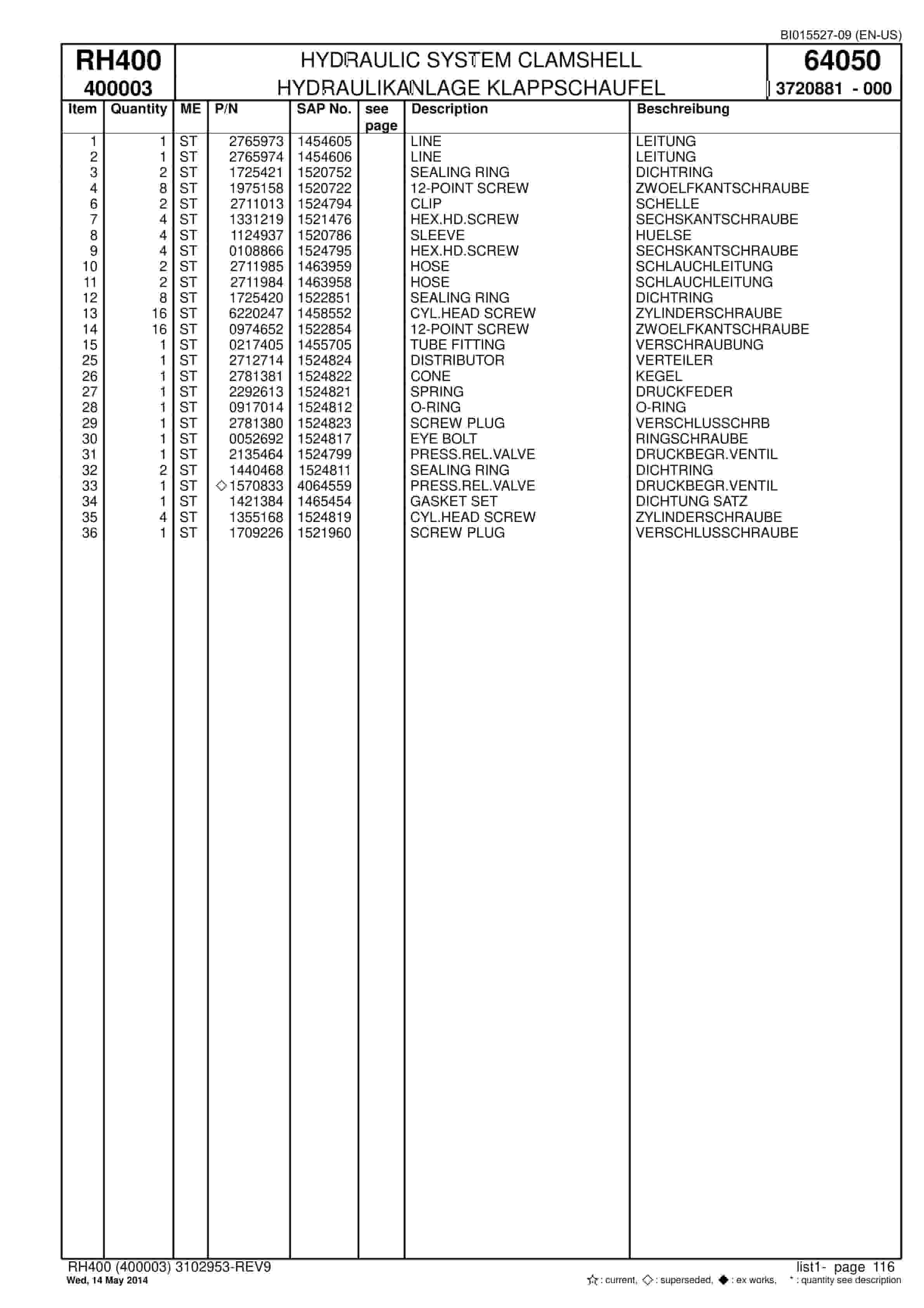 Caterpillar 6090 FS Hydraulic Shovel Spare Parts Manual BI015527-09-4