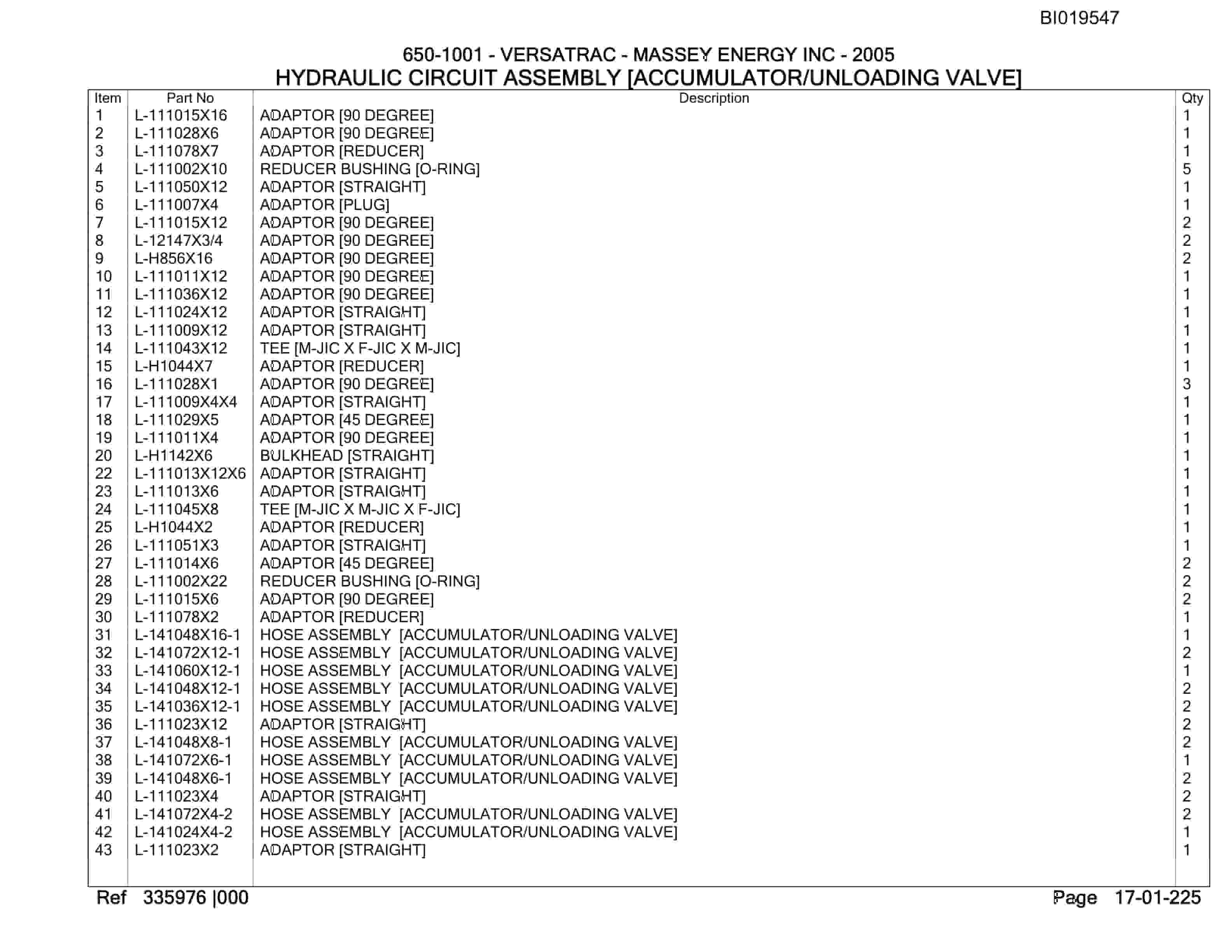Caterpillar 650-1001 Massey Energy Inc Parts Manual BI019547-4