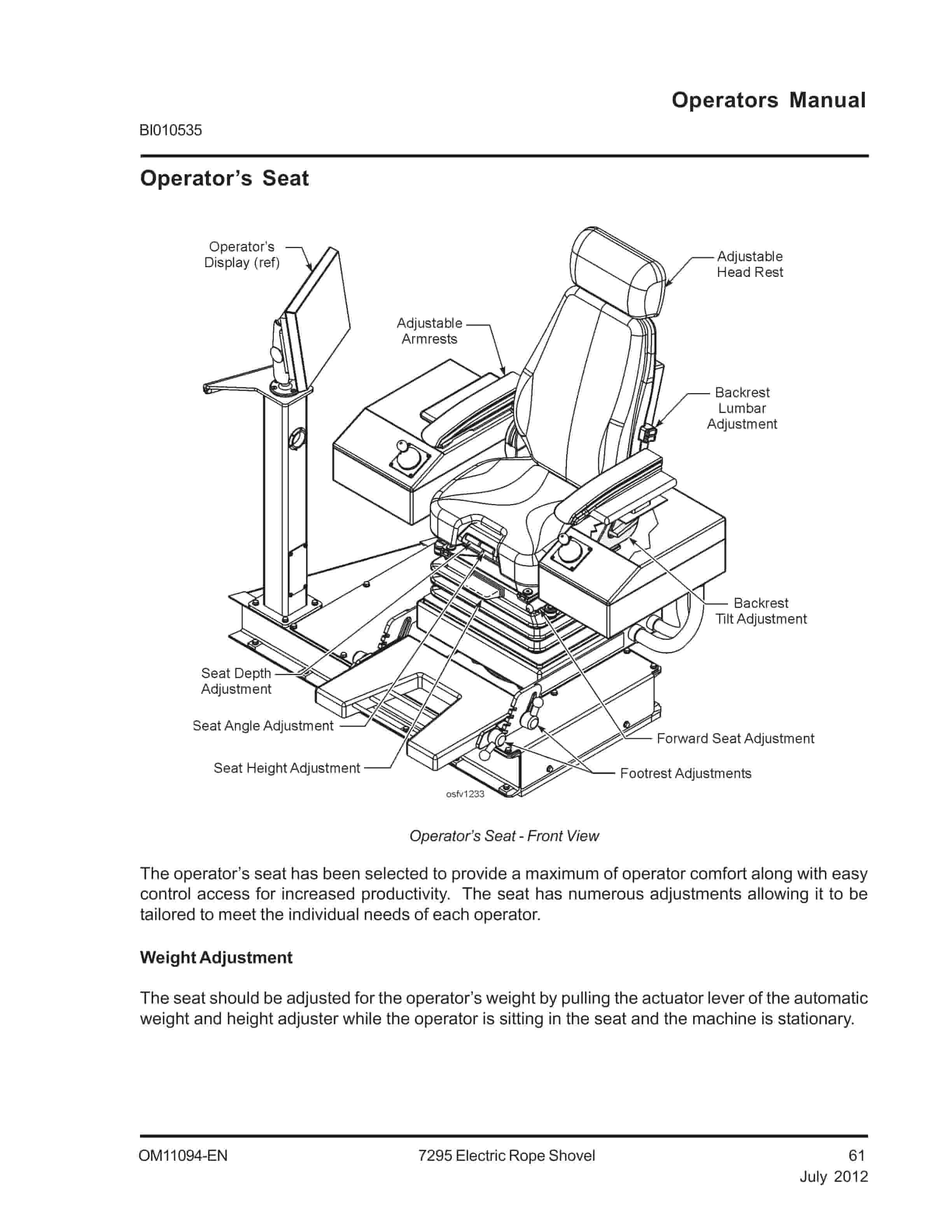 Caterpillar 7295 Electric Rope Shovel Operator Manual BI010535-2