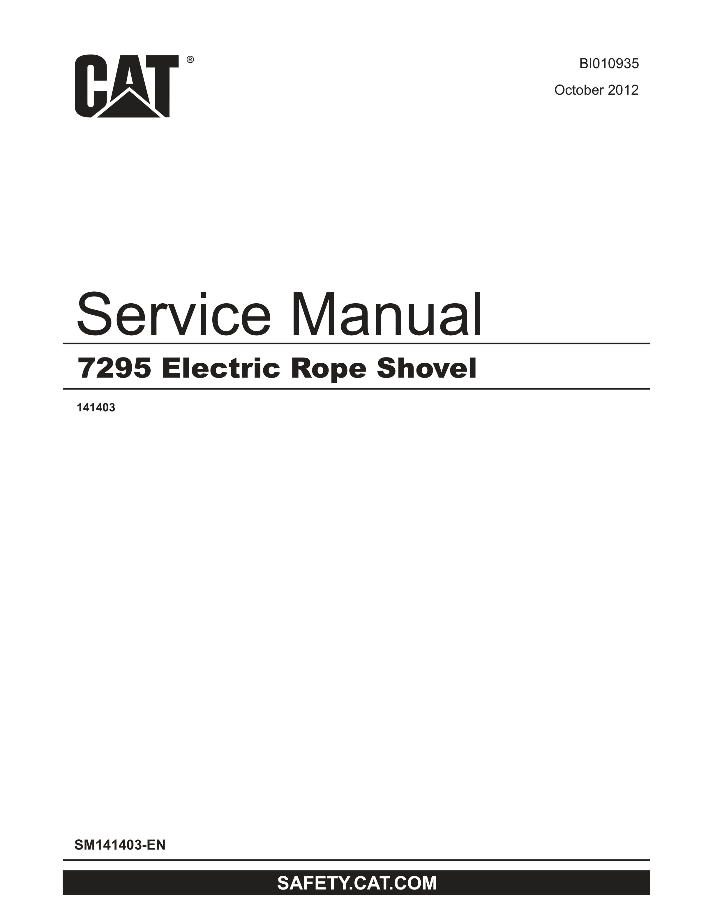 Caterpillar 7295 Electric Rope Shovel Service Manual BI010935 1 Caterpillar 7295 Electric Rope Shovel Service Manual BI010935