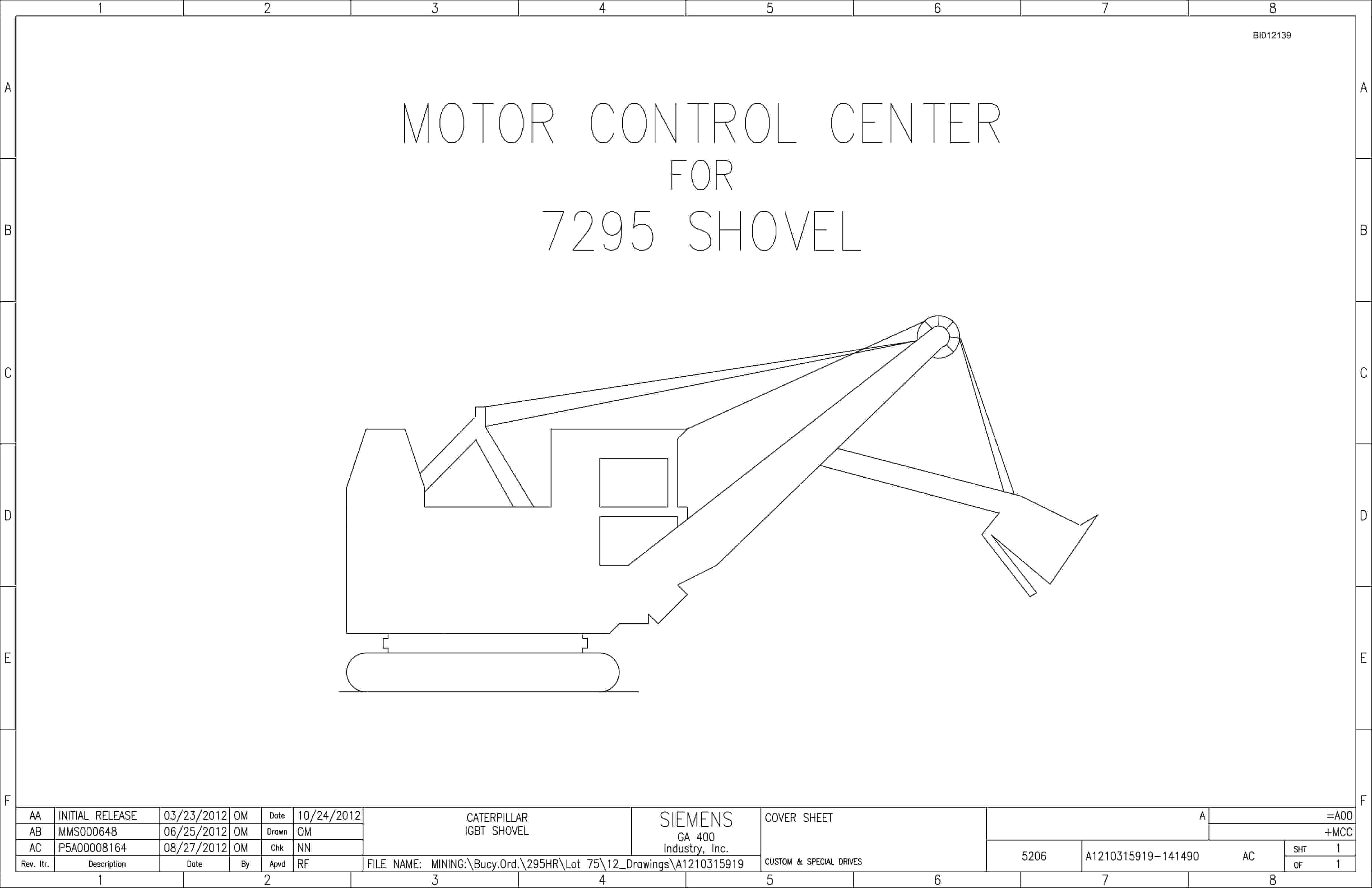 Caterpillar 7295 Shovel Motor Control Center Wiring Diagrams BI012139 1 Caterpillar 7295 Shovel Motor Control Center Wiring Diagrams BI012139