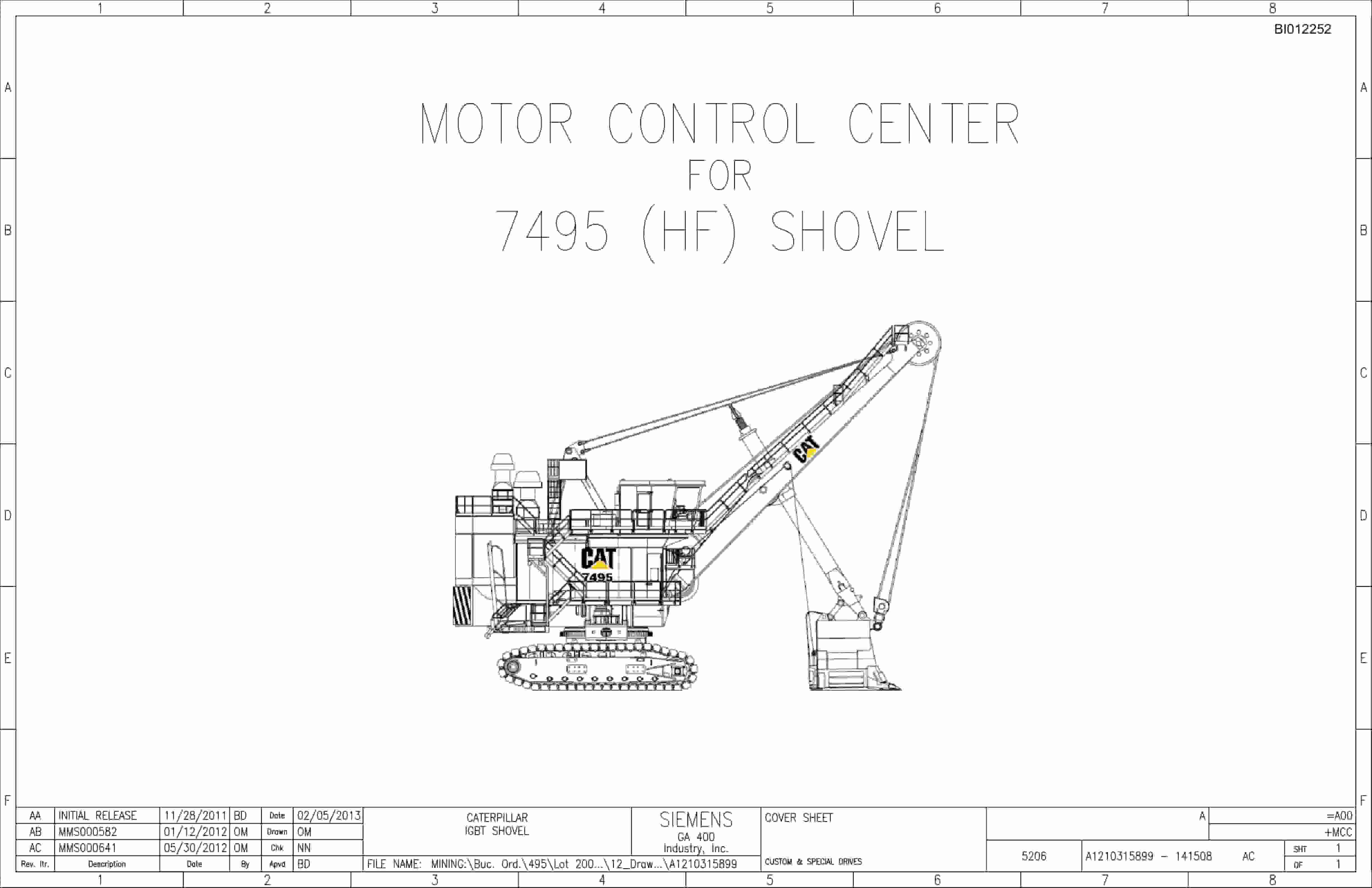 Caterpillar 7495 Shovel Motor Control Center Wiring Diagrams BI012252 1 Caterpillar 7495 Shovel Motor Control Center Wiring Diagrams BI012252