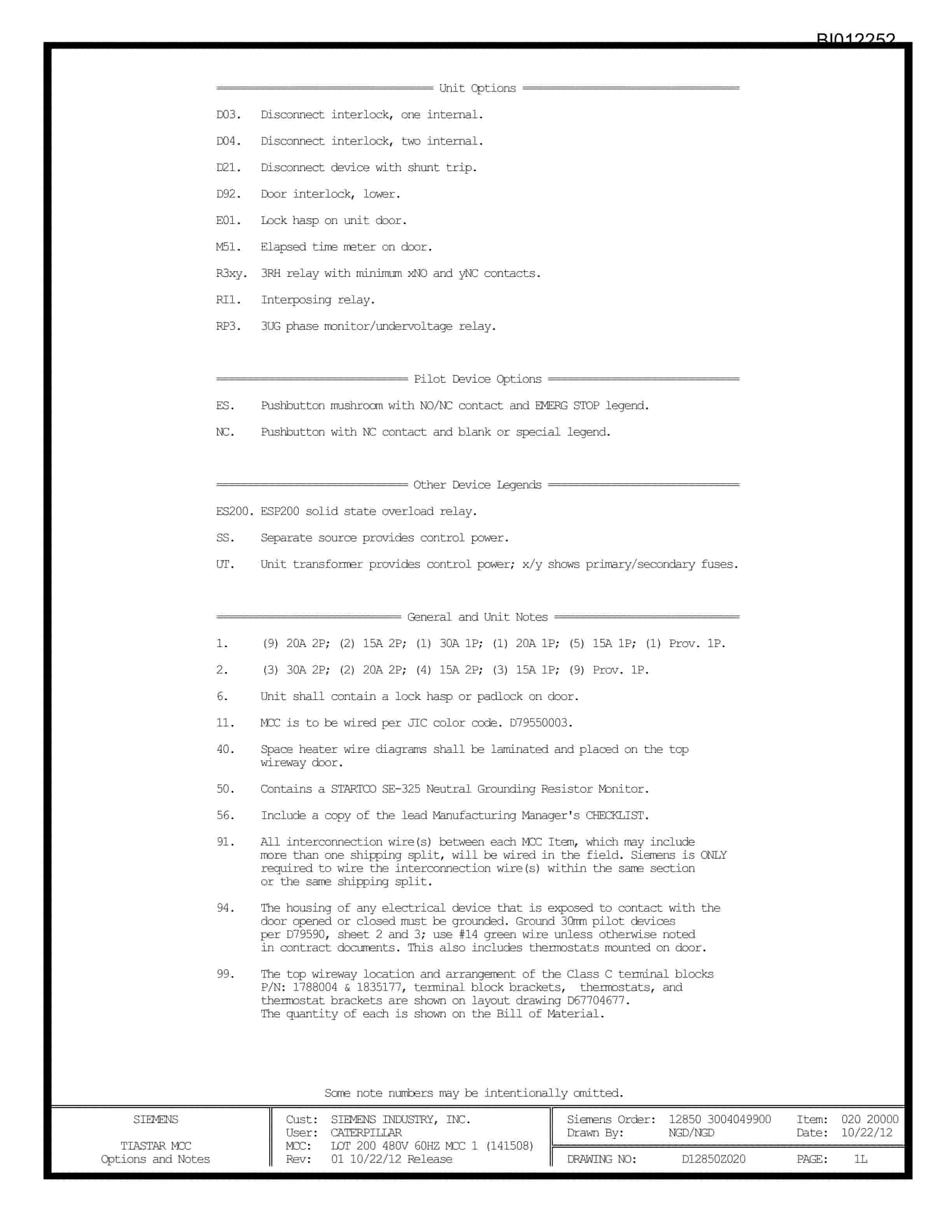 Caterpillar 7495 Shovel Motor Control Center Wiring Diagrams BI012252 2 Caterpillar 7495 Shovel Motor Control Center Wiring Diagrams BI012252 - Image 2