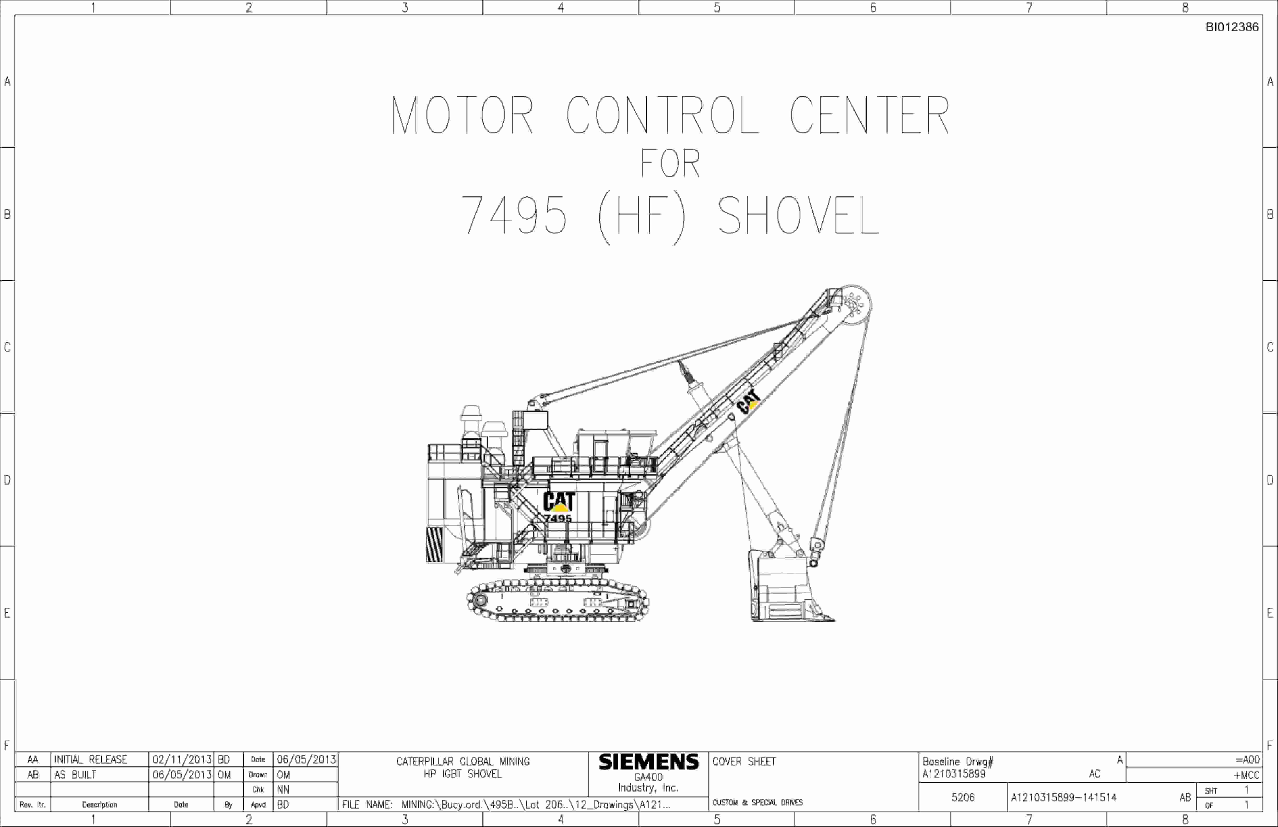 Caterpillar 7495 Shovel Motor Control Center Wiring Diagrams BI012386 1 Caterpillar 7495 Shovel Motor Control Center Wiring Diagrams BI012386
