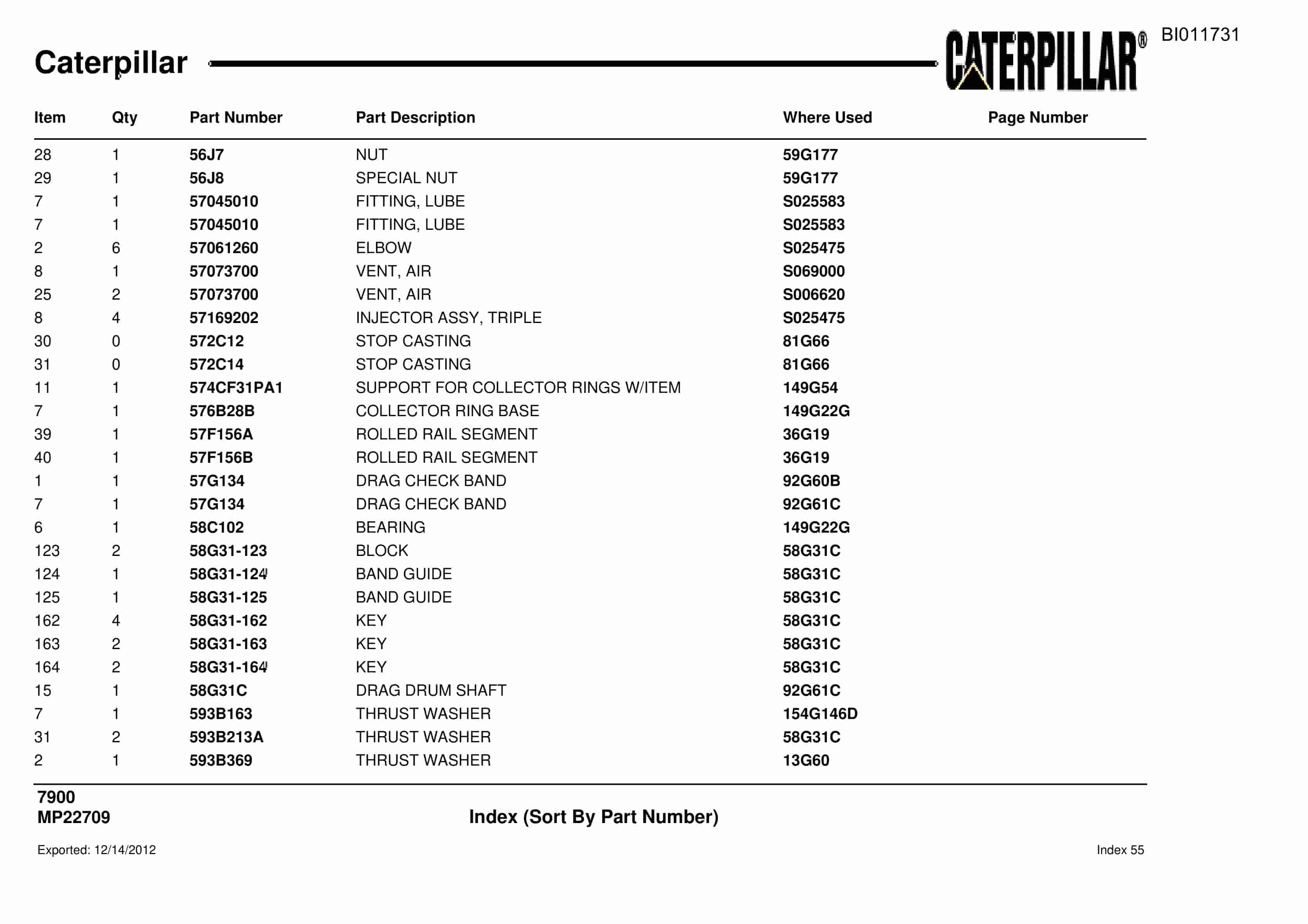 Caterpillar 7900 Parts Manual BI011731-3