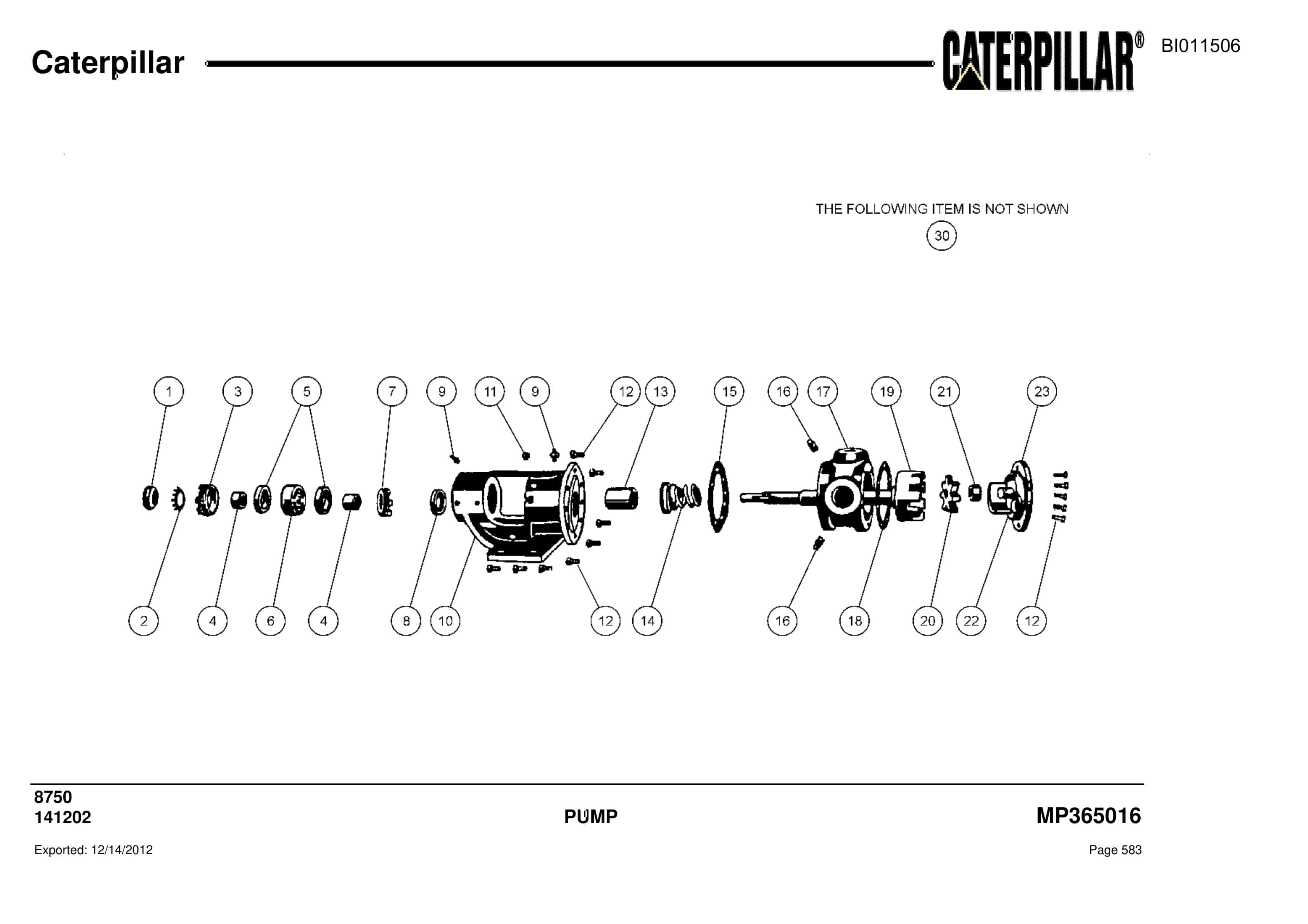 Caterpillar 8750 Parts Manual BI011506-2