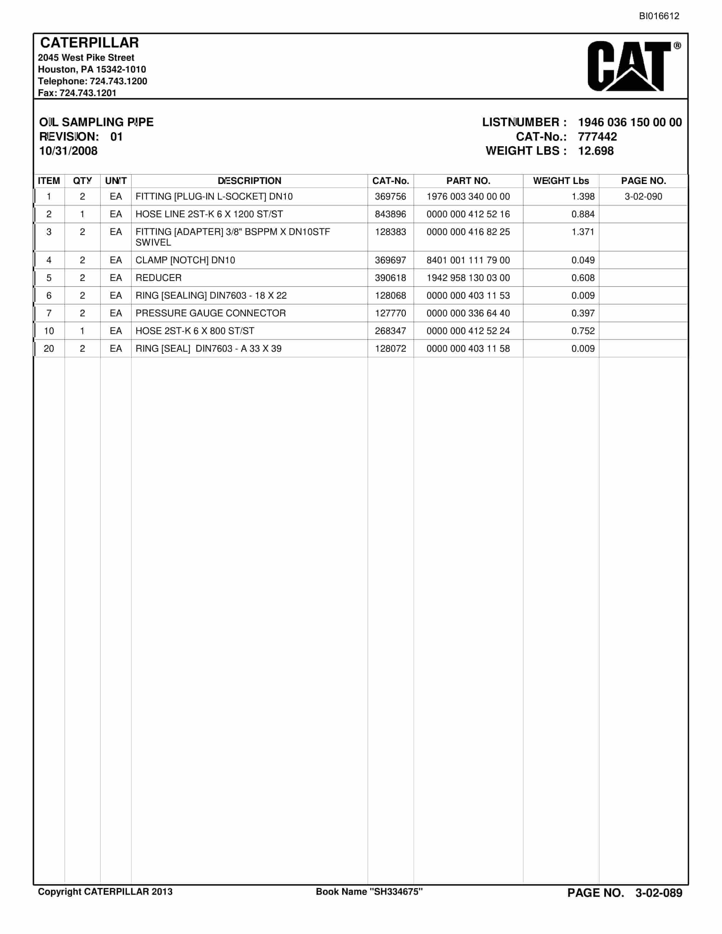 Caterpillar AFC Longwall System Parts Catalog BI016612-4