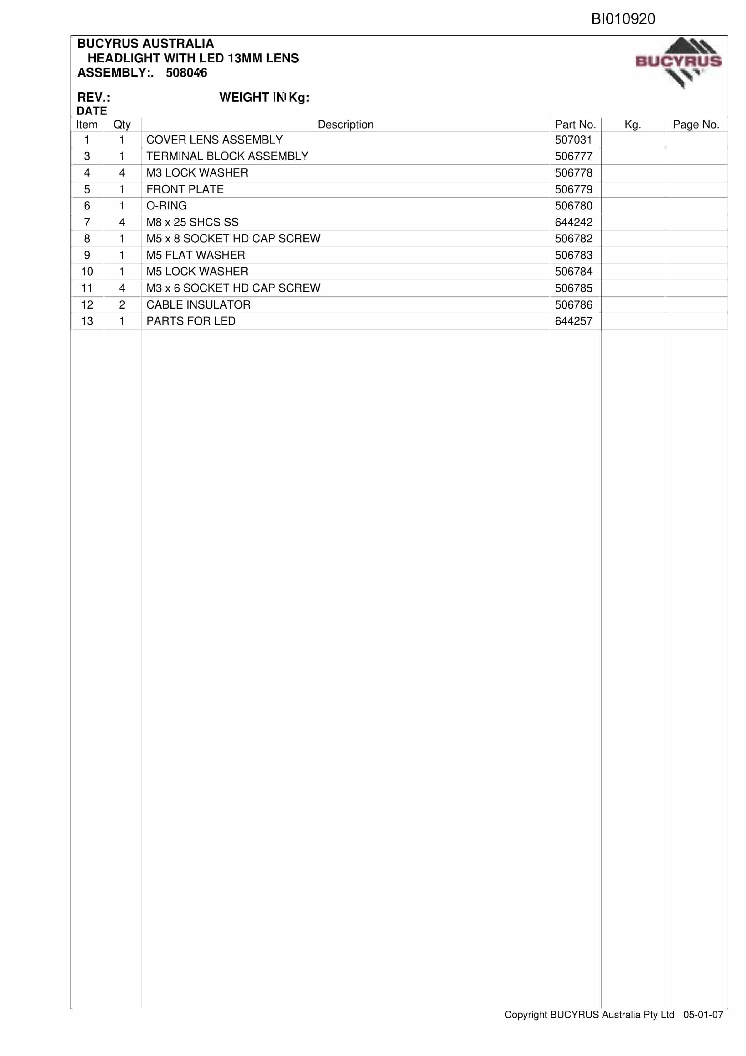 Caterpillar BIS MH40 Shield Hauler Parts Manual BI010920-3