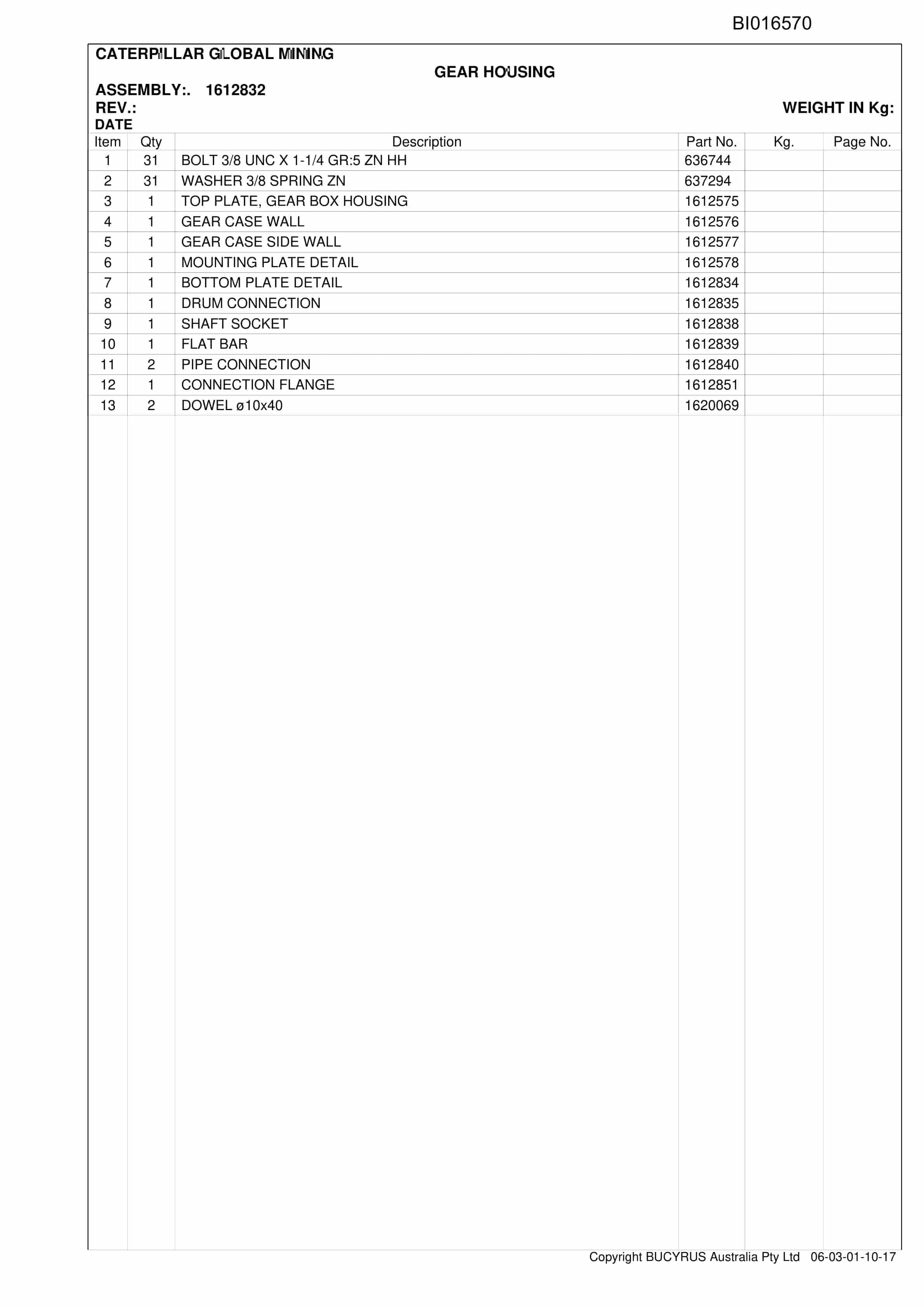 Caterpillar Broadmeadow SH150 Shield Trailer Parts Manual BI016570-3