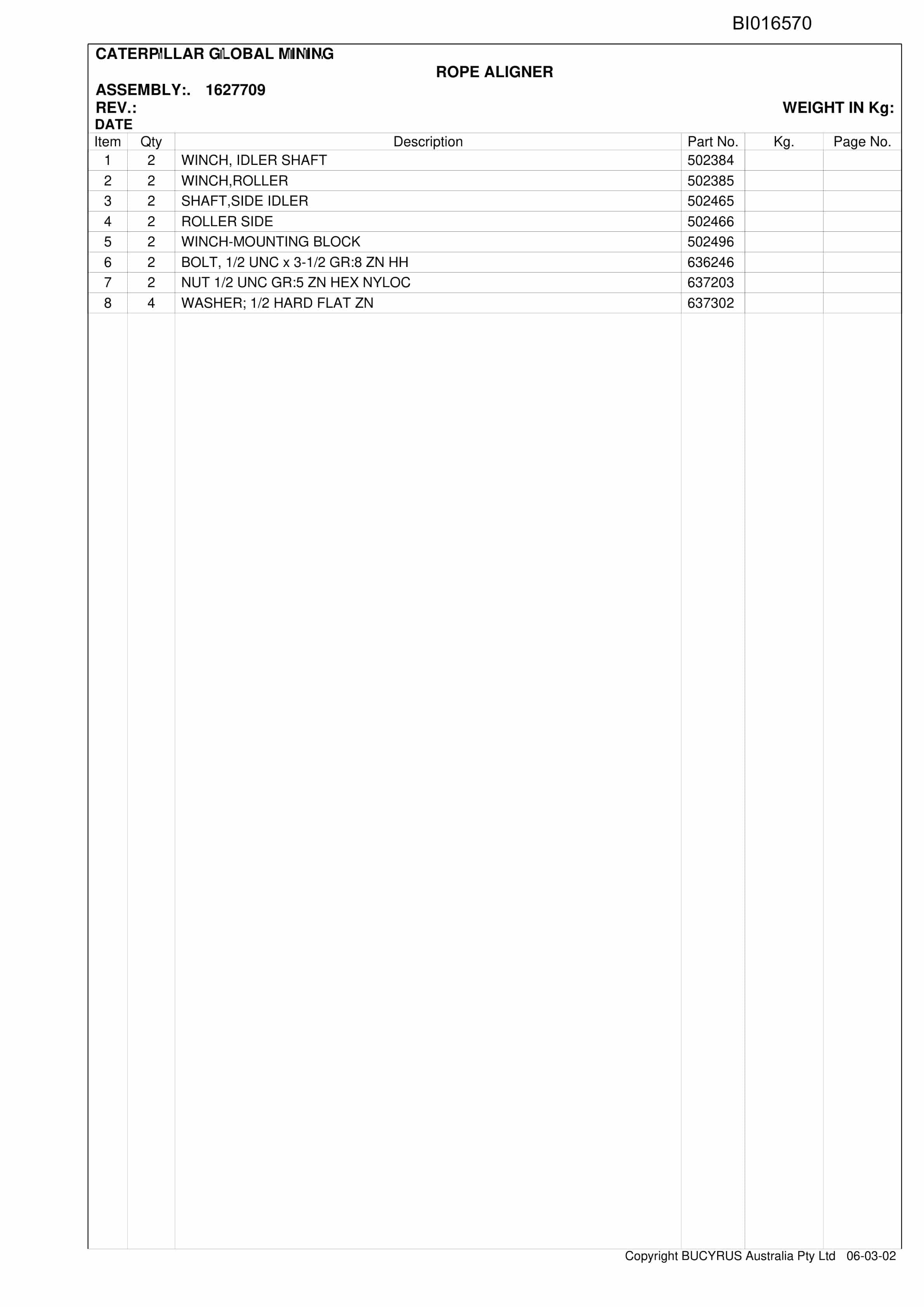 Caterpillar Broadmeadow SH150 Shield Trailer Parts Manual BI016570-4