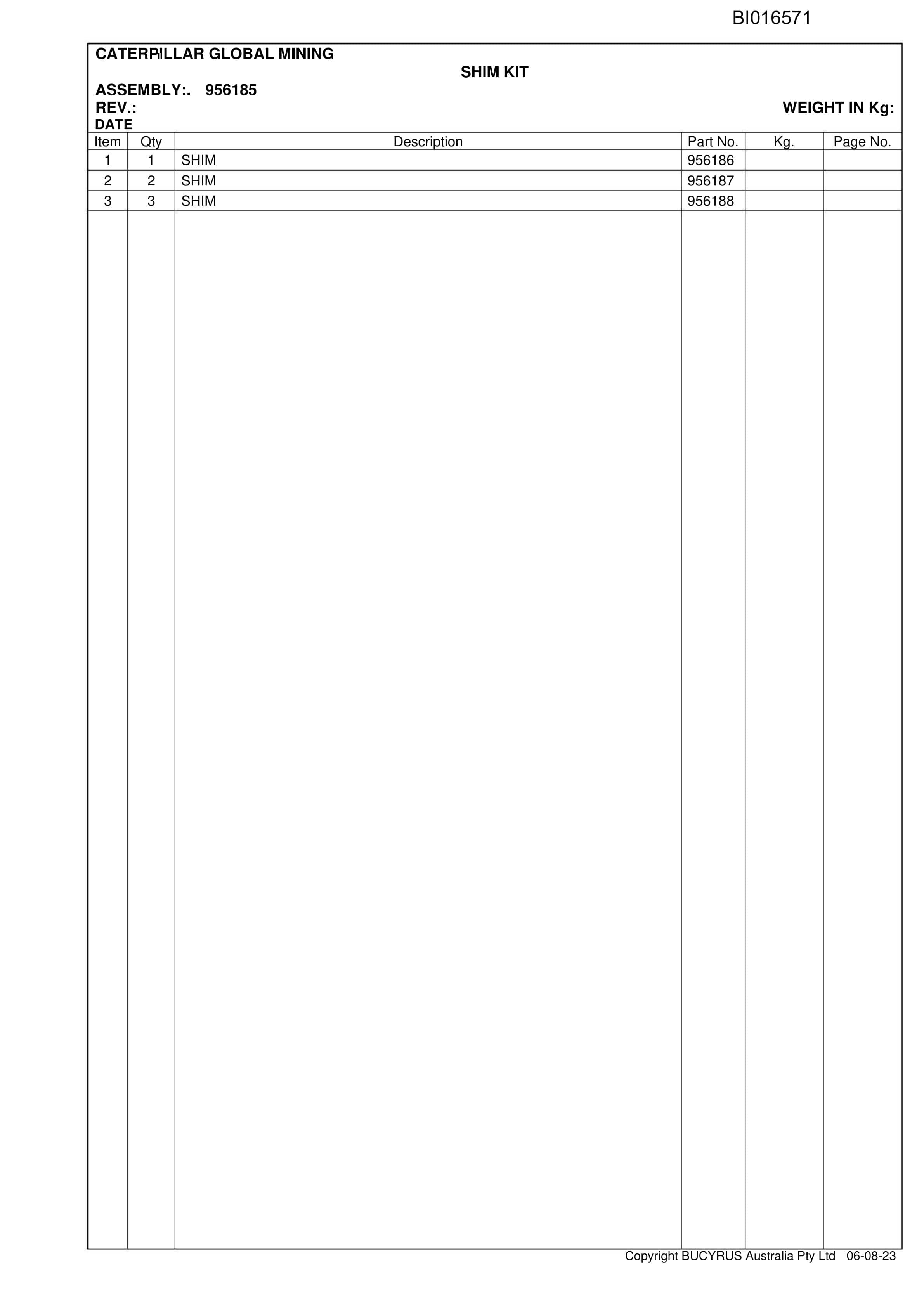 Caterpillar Broadmeadow SH660 HD Roof Support Carrier Parts Manual BI016571-4