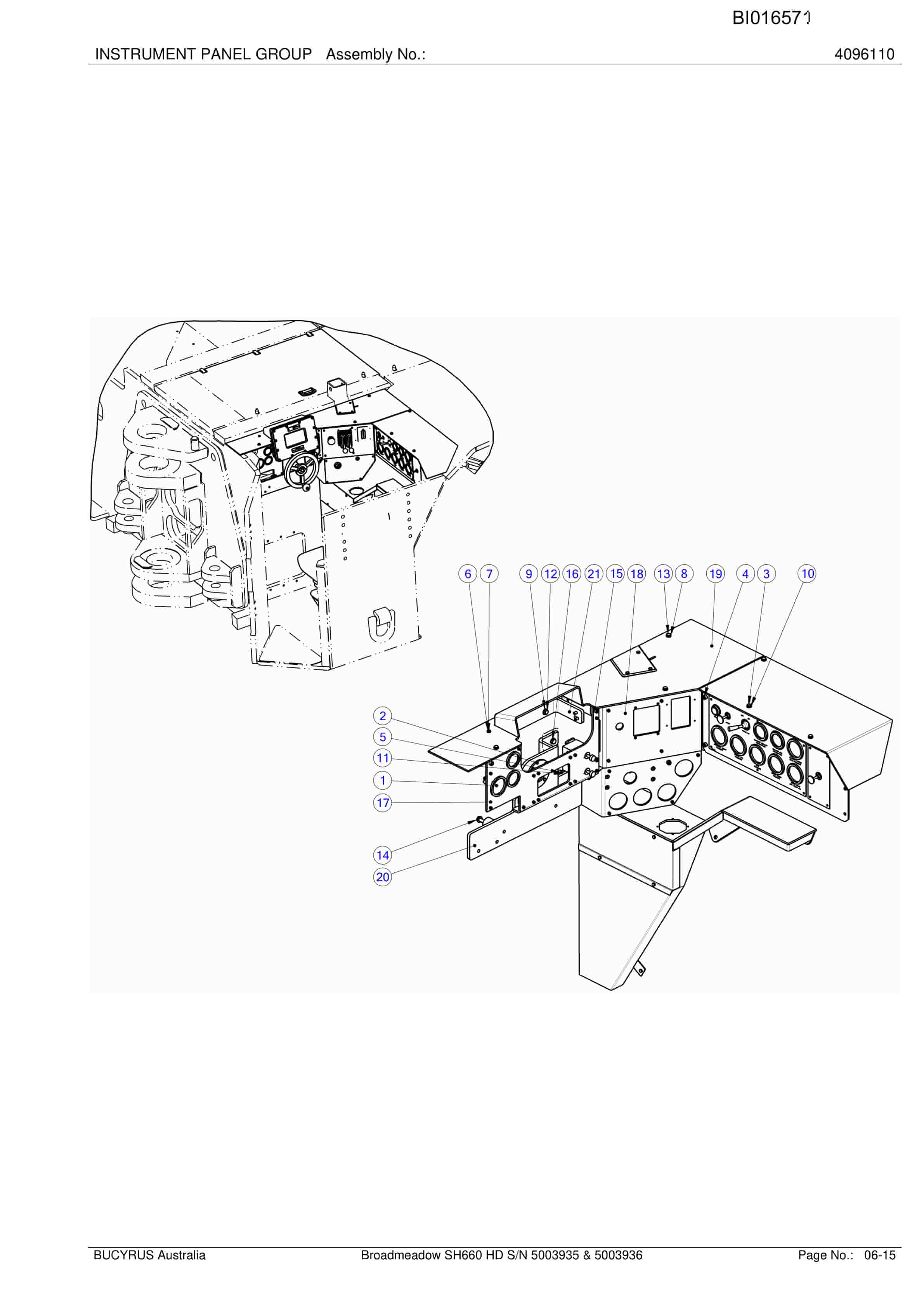 Caterpillar Broadmeadow SH660 HD Roof Support Carrier Parts Manual BI016571-5