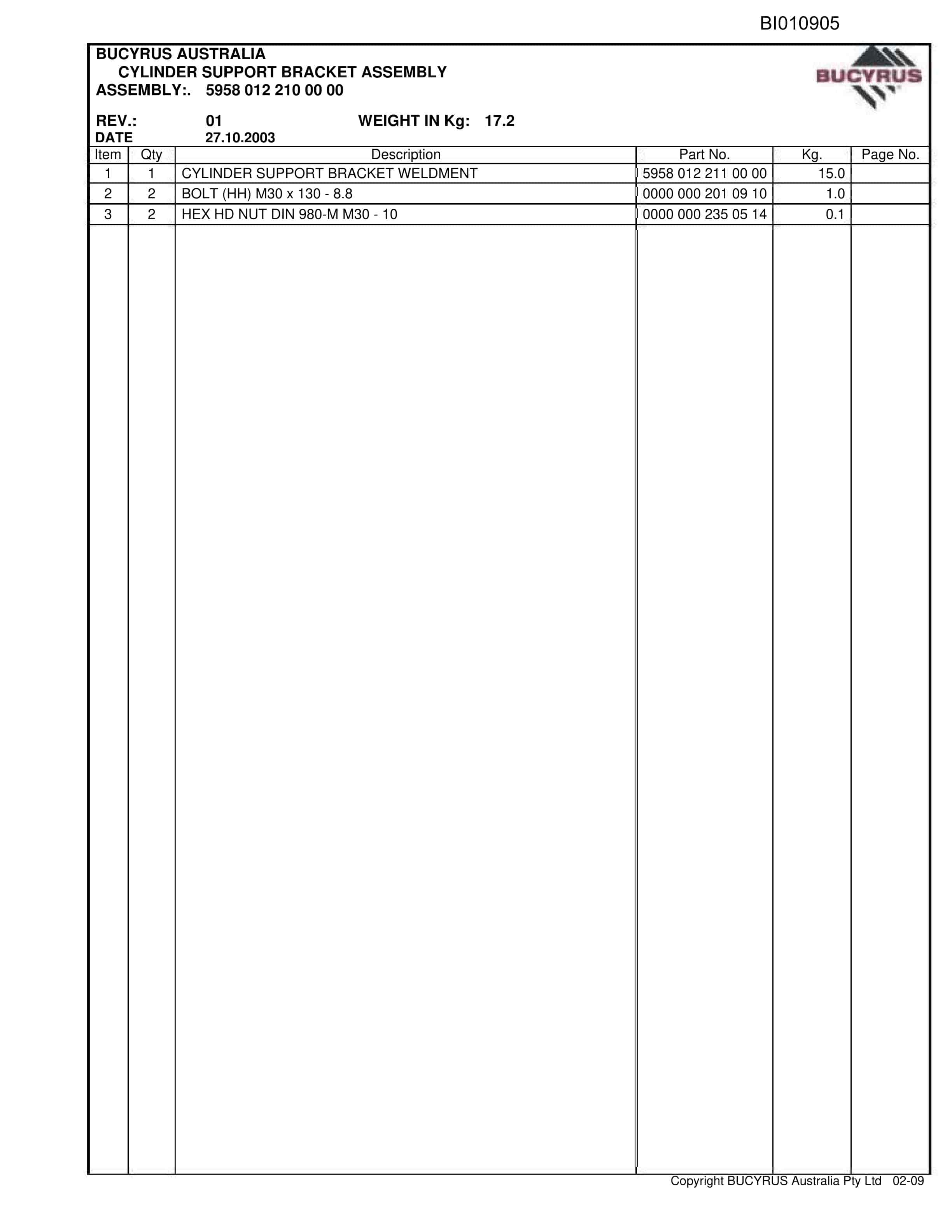 Caterpillar Bundoora BSL And Bootend Parts Manual BI010905-3