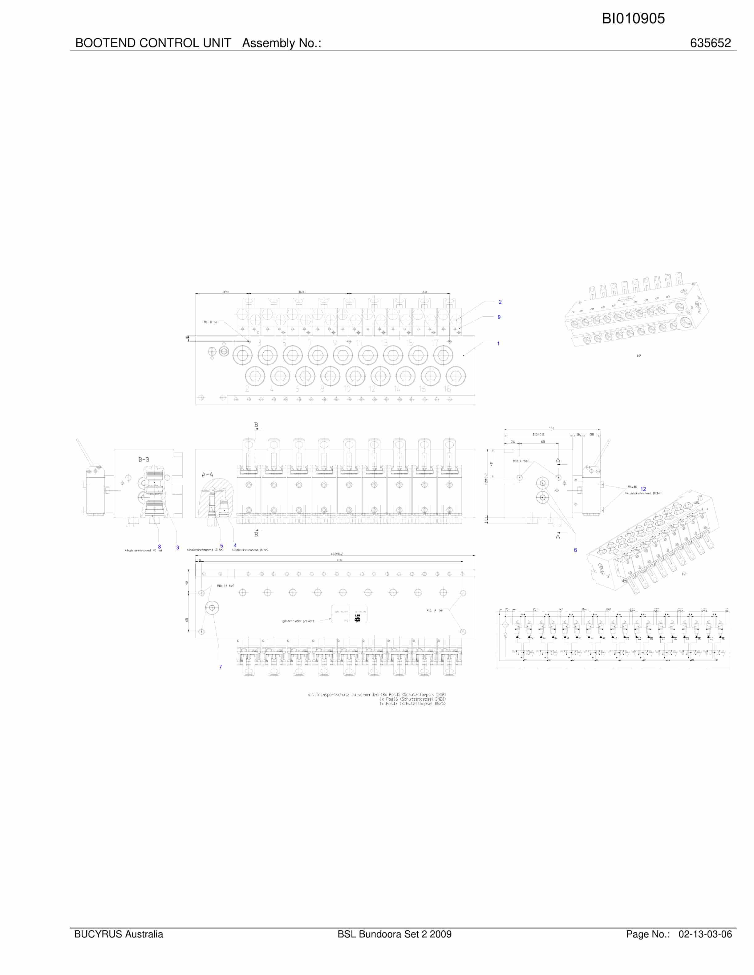 Caterpillar Bundoora BSL And Bootend Parts Manual BI010905-5