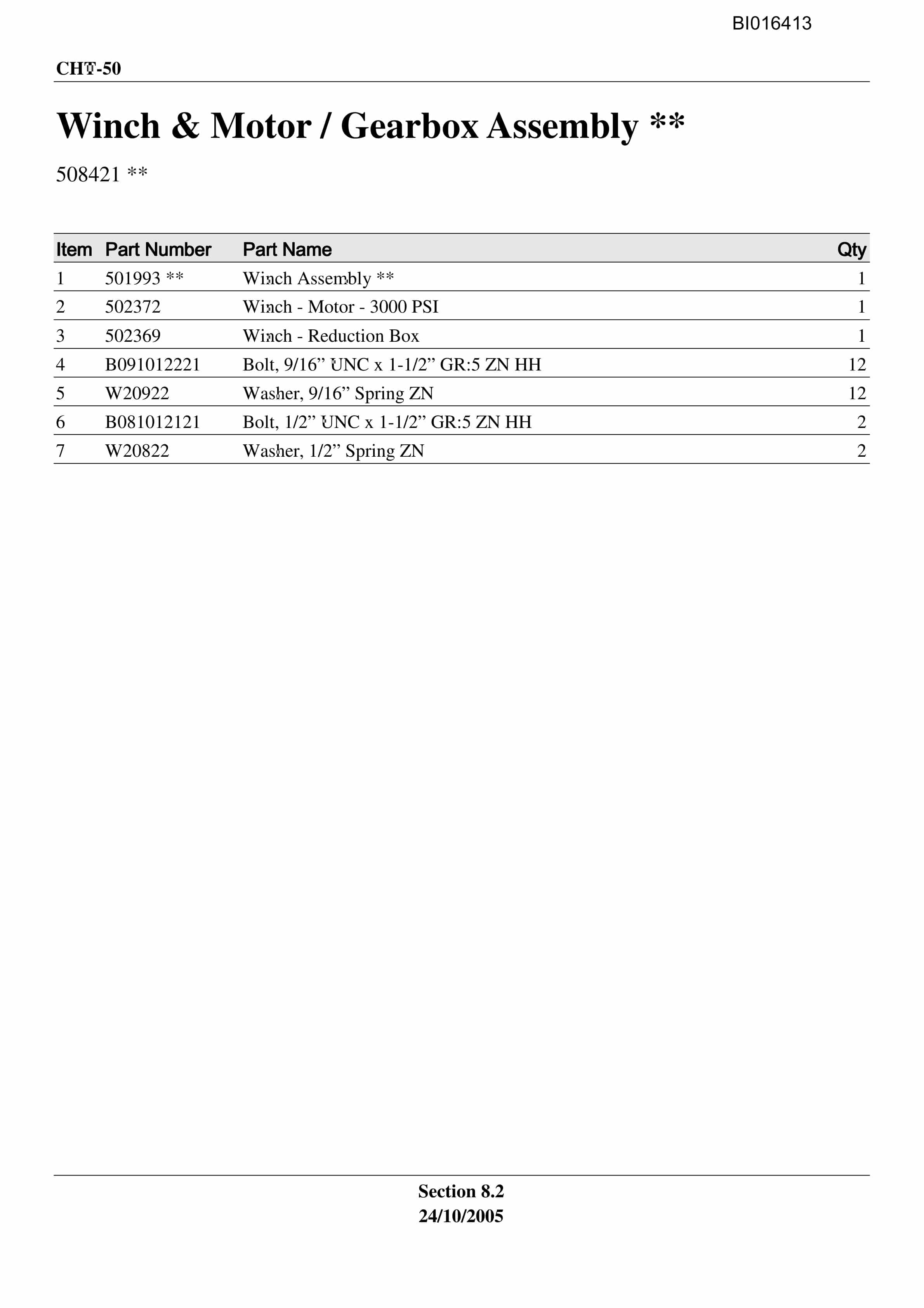 Caterpillar CHT-50 Parts Manual BI016413-5