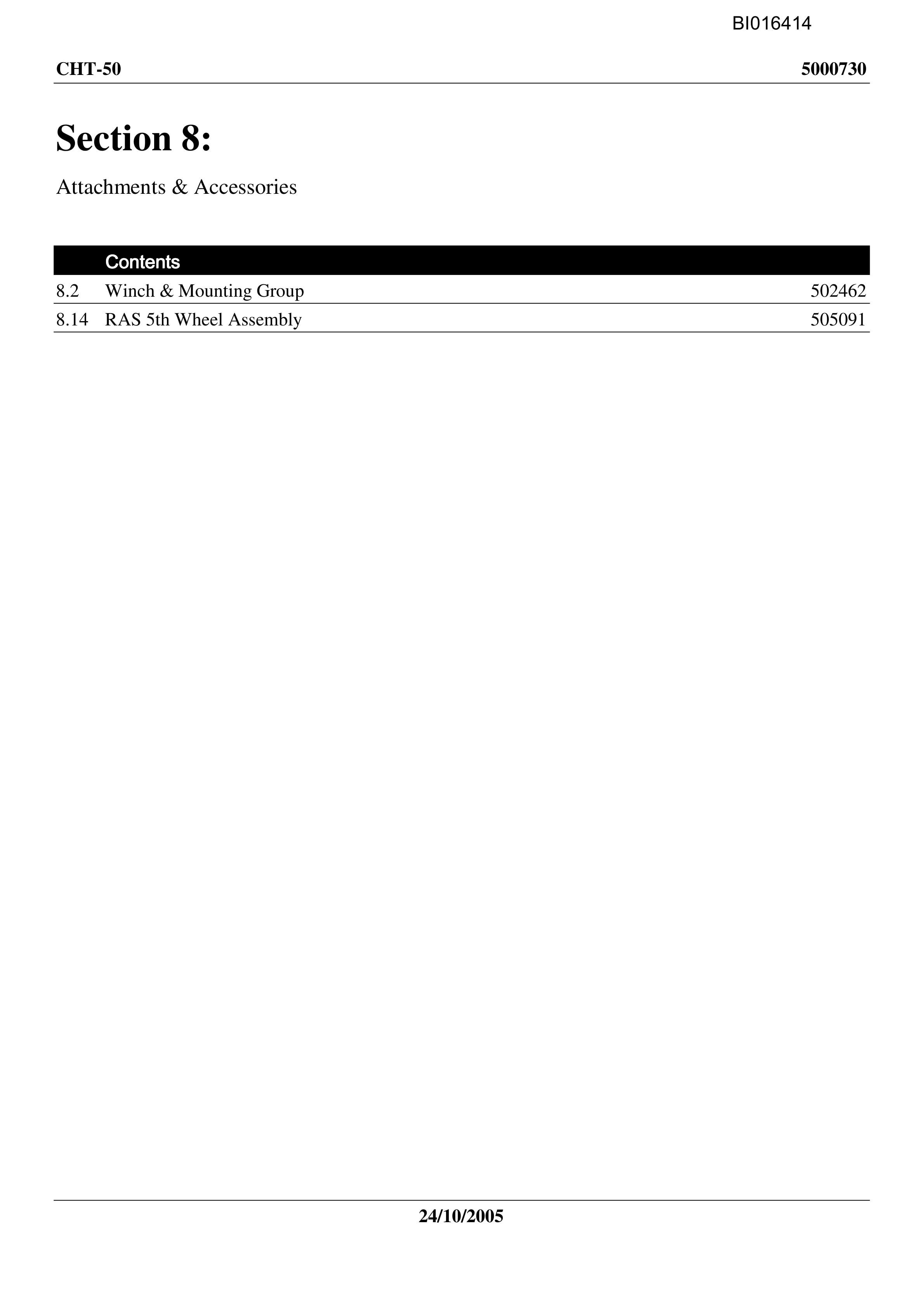 Caterpillar CHT-50 Parts Manual BI016414-4