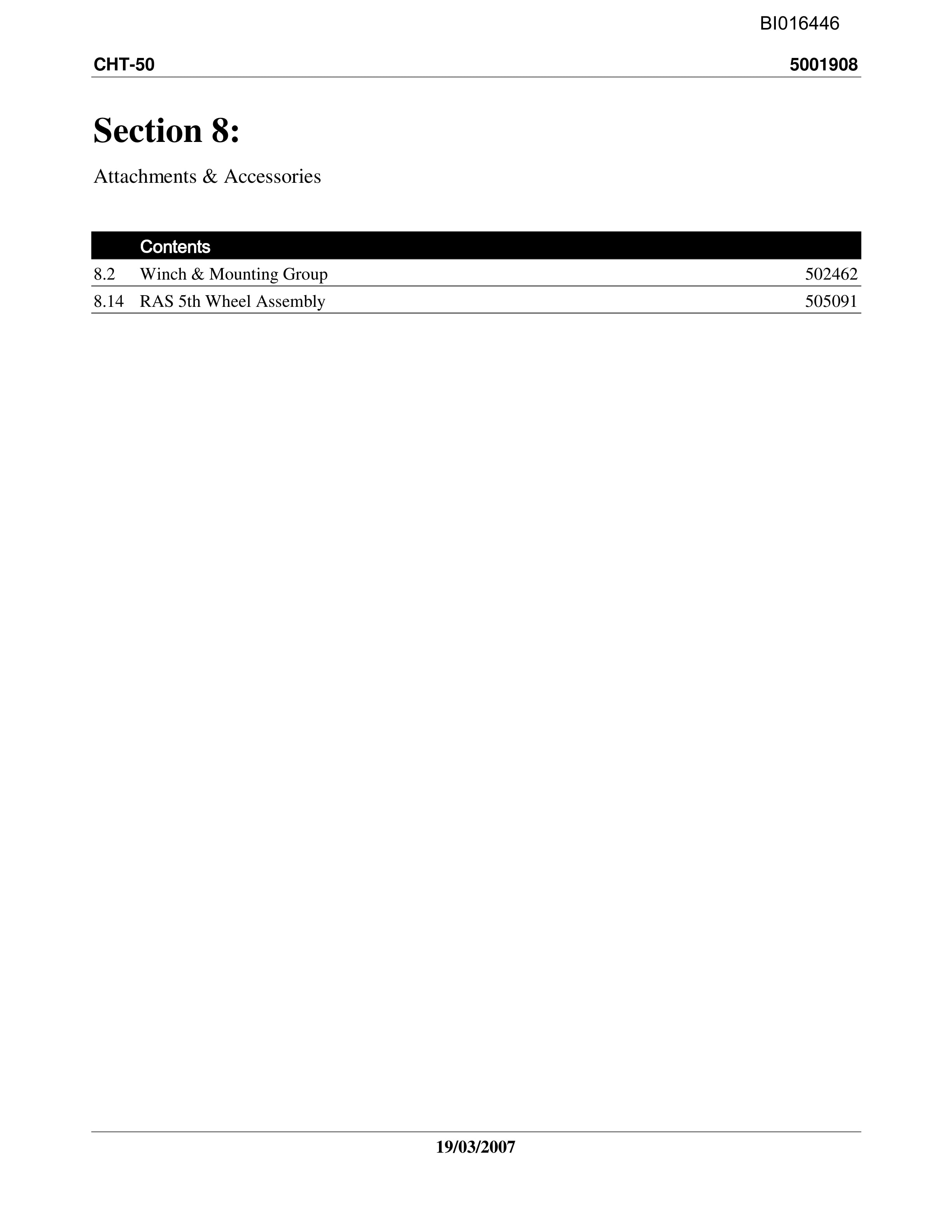 Caterpillar CHT-50 Parts Manual BI016446-4
