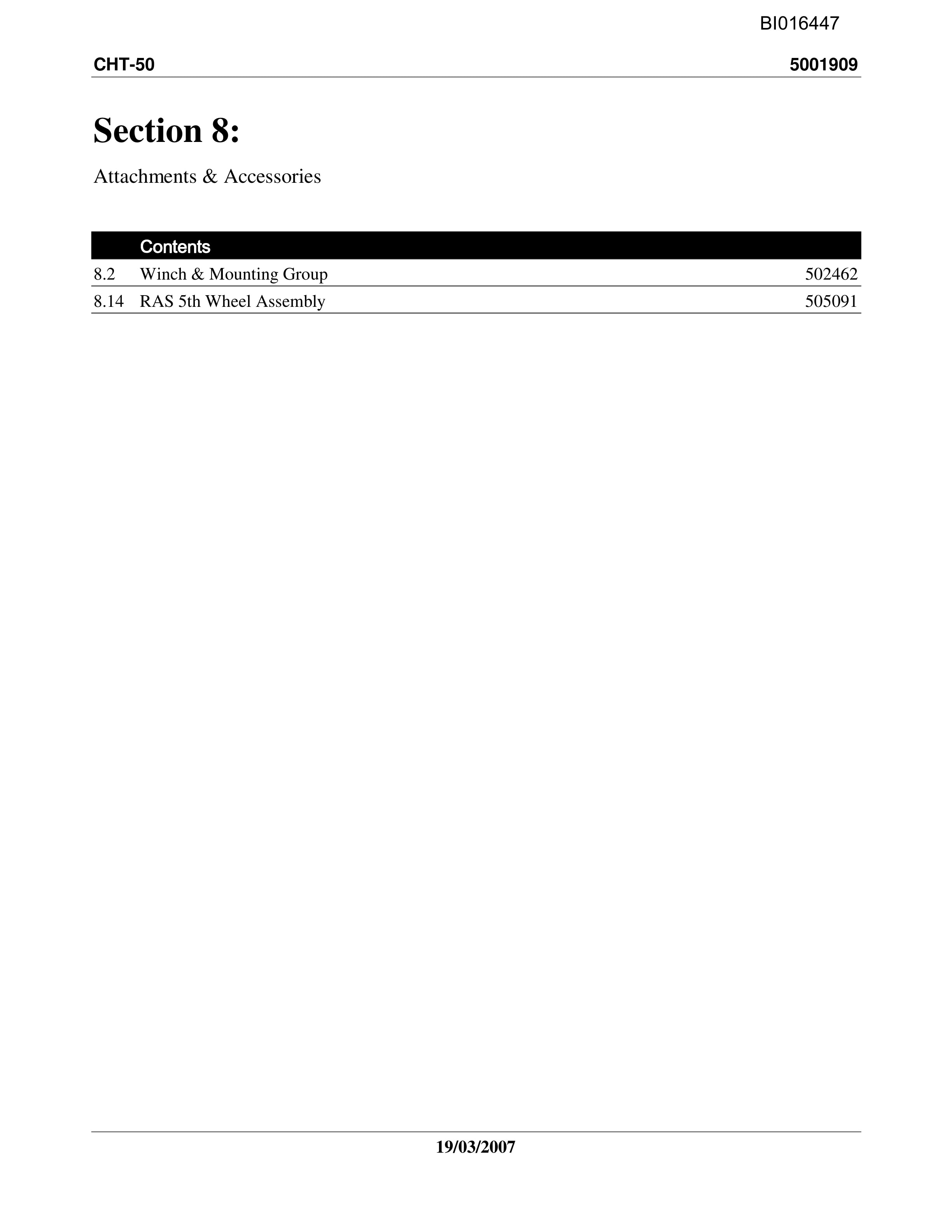 Caterpillar CHT-50 Parts Manual BI016447-4