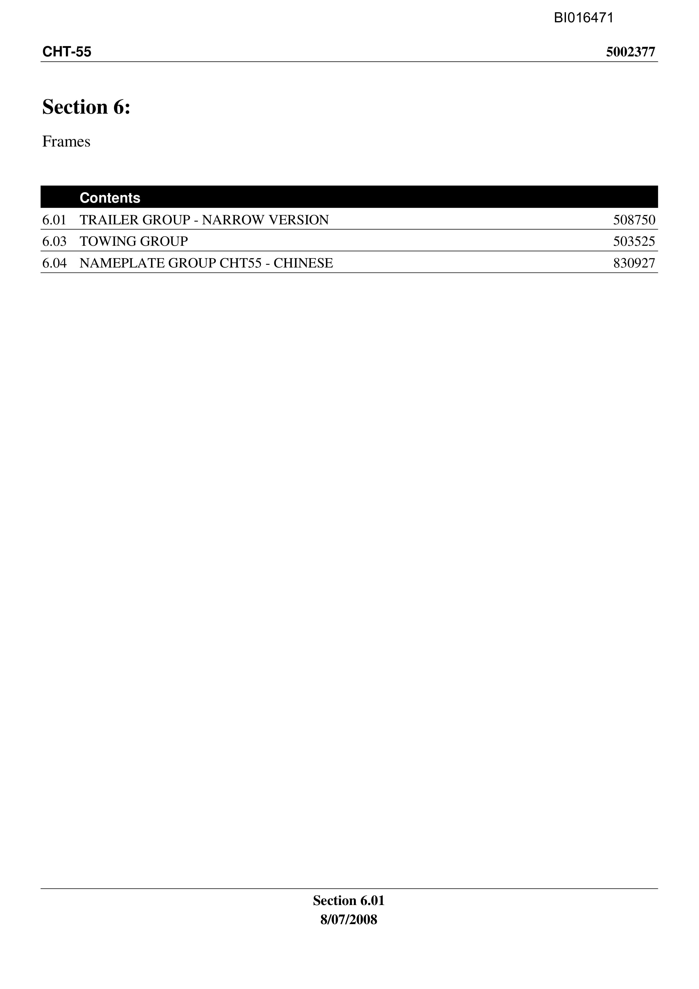 Caterpillar CHT-55 Parts Manual BI016471-2