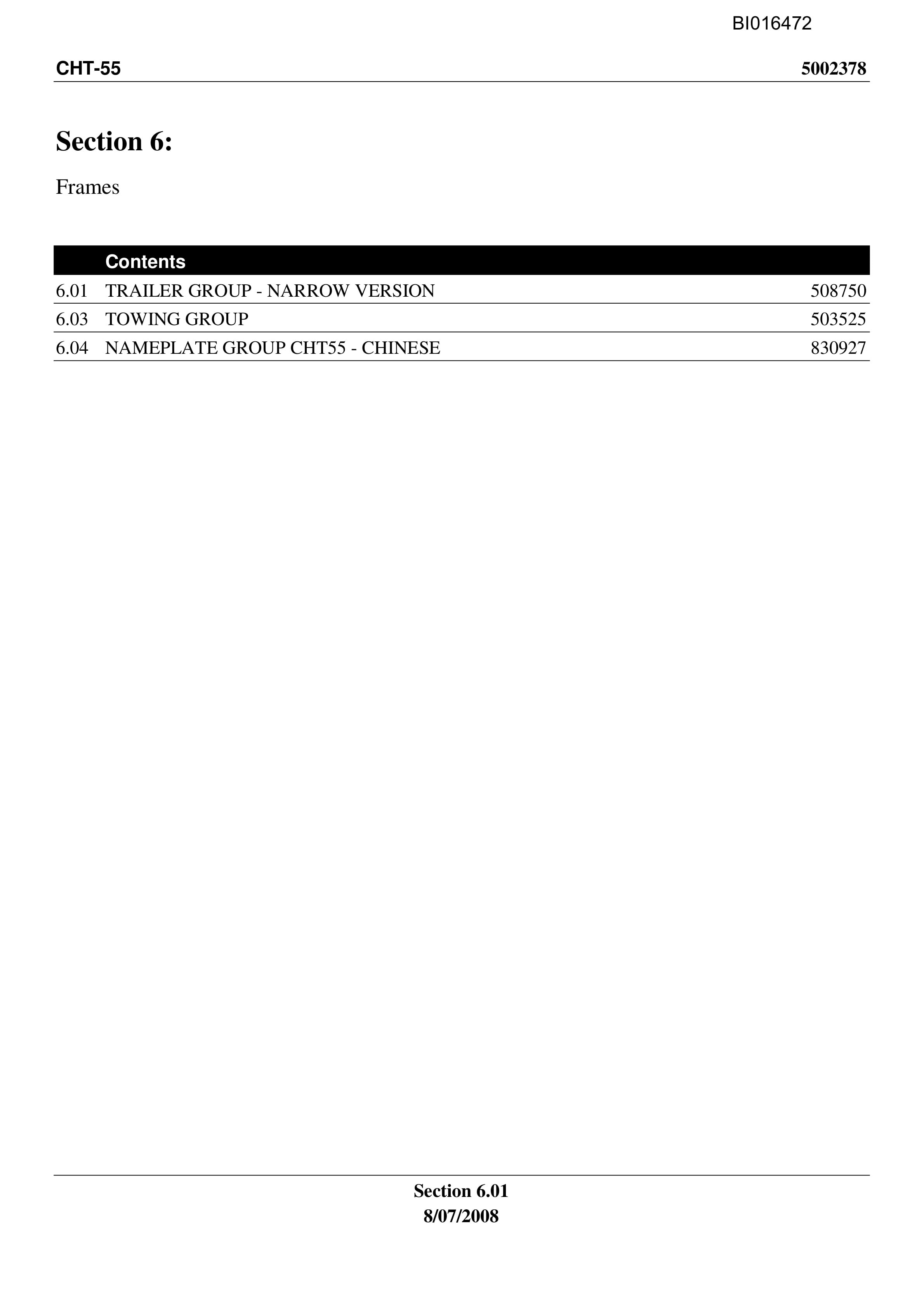 Caterpillar CHT-55 Parts Manual BI016472-2