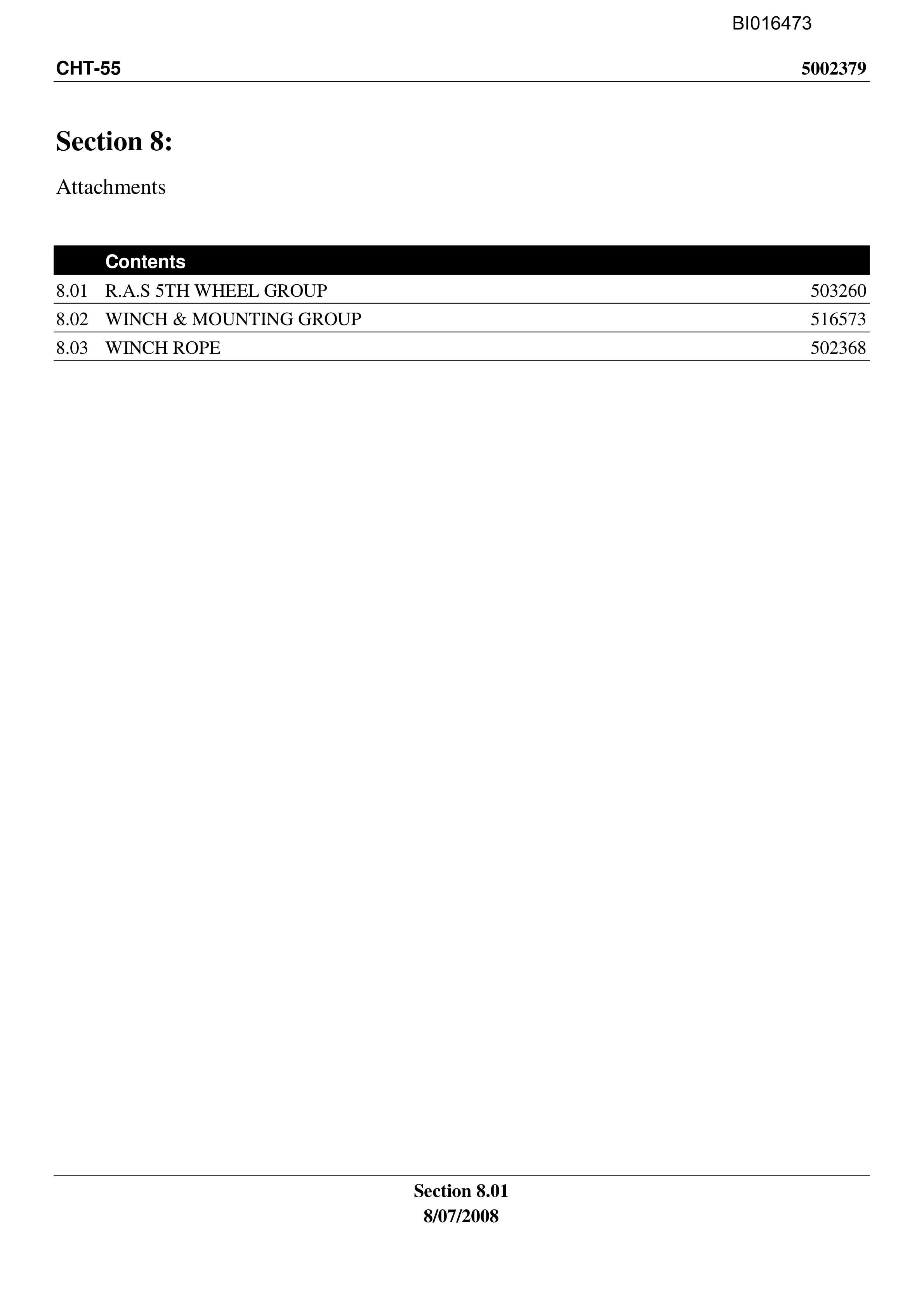 Caterpillar CHT-55 Parts Manual BI016473-3
