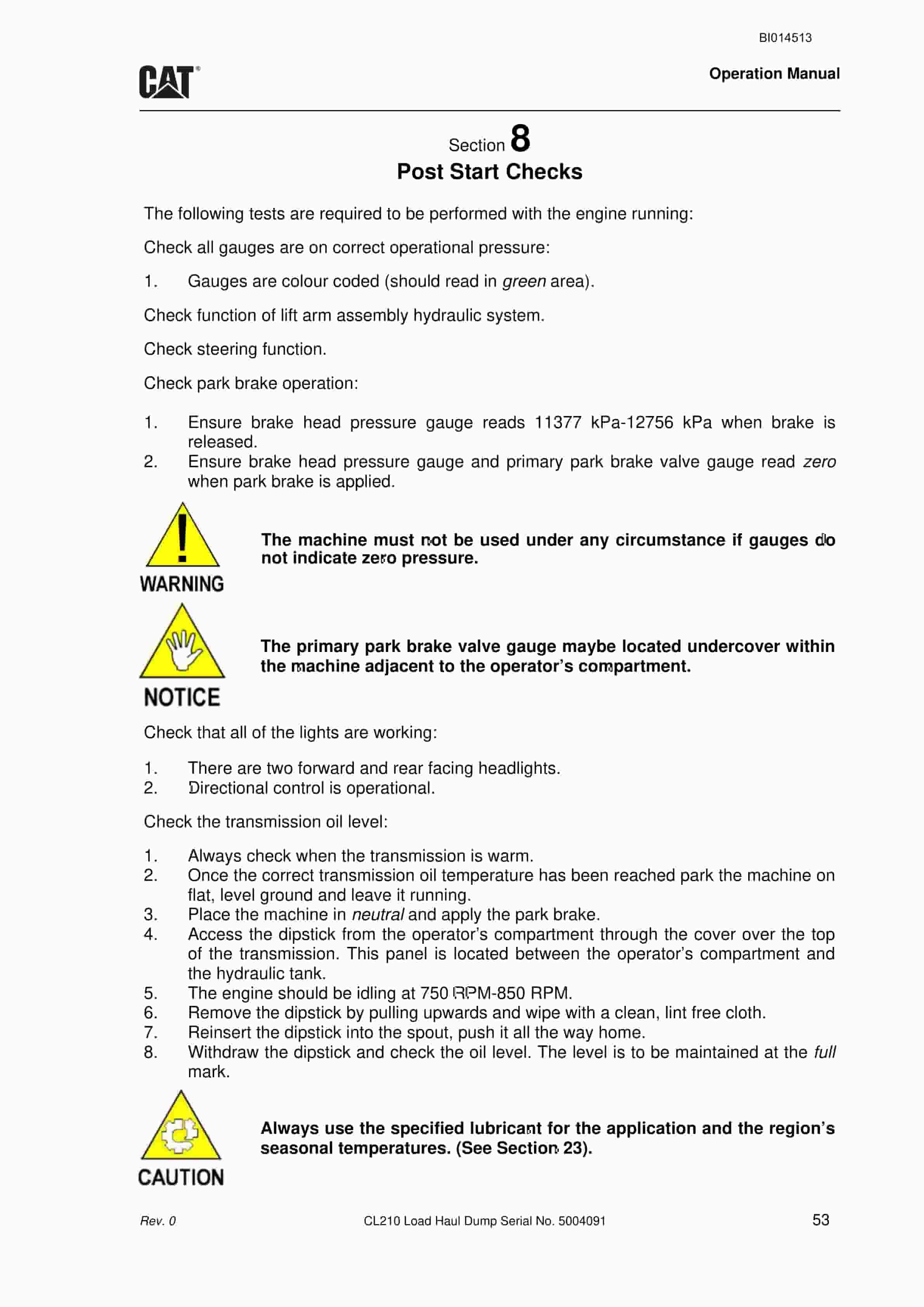 Caterpillar CL210 Load Haul Dump Operation Manual BI014513 2 Caterpillar CL210 Load Haul Dump Operation Manual BI014513 - Image 2