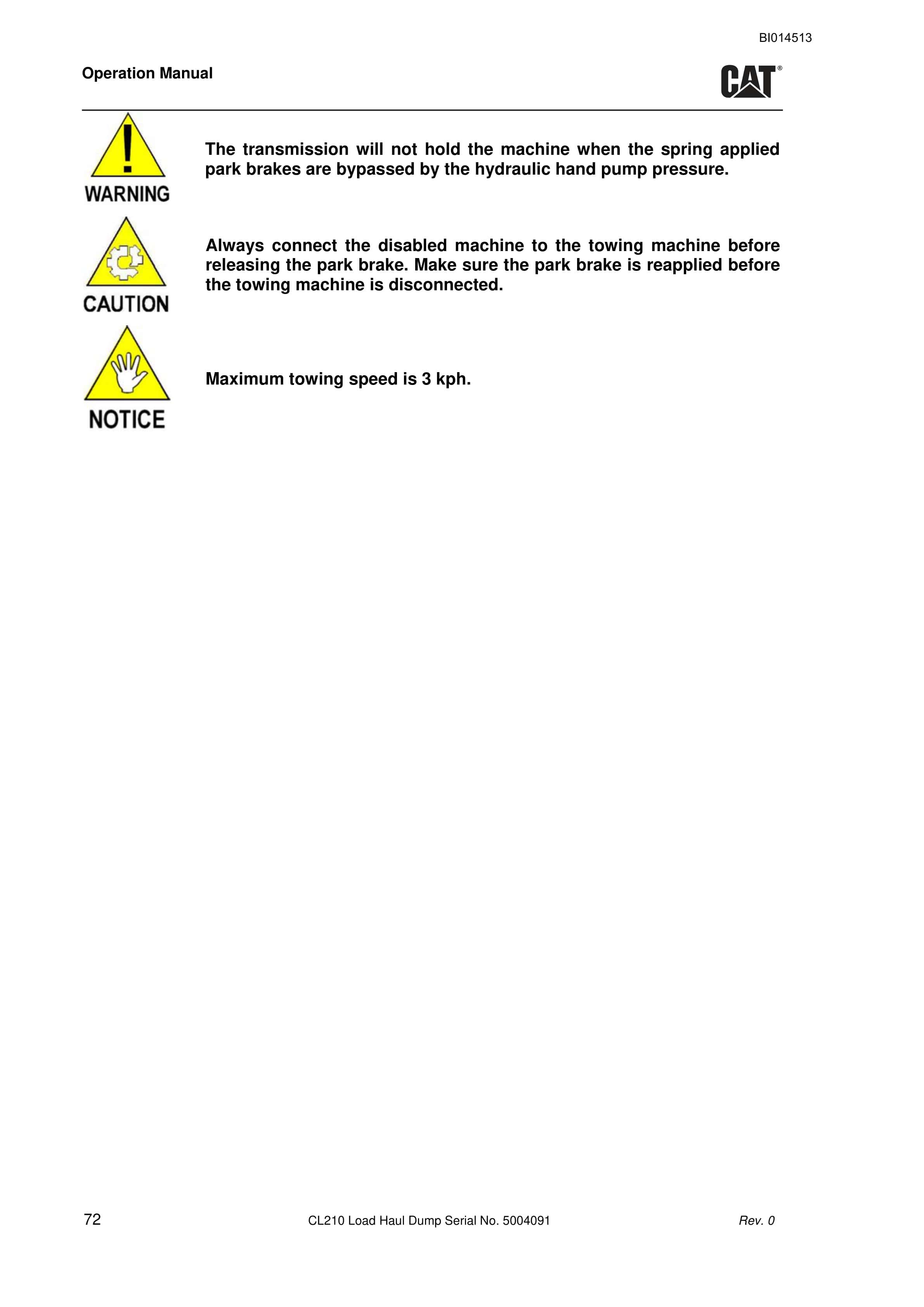 Caterpillar CL210 Load Haul Dump Operation Manual BI014513 3 Caterpillar CL210 Load Haul Dump Operation Manual BI014513 - Image 3