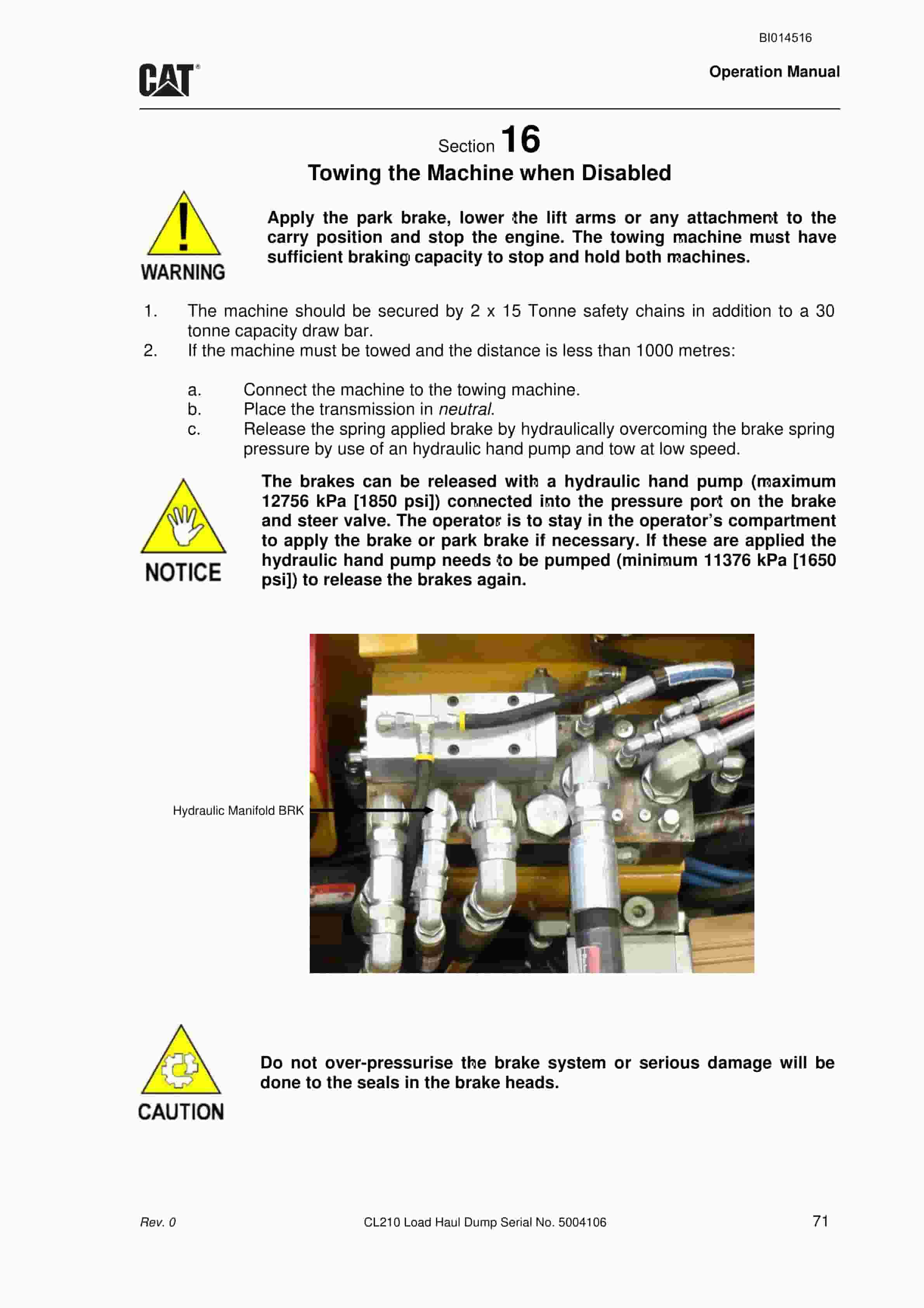 Caterpillar CL210 Load Haul Dump Operation Manual BI014516 4 Caterpillar CL210 Load Haul Dump Operation Manual BI014516 - Image 4