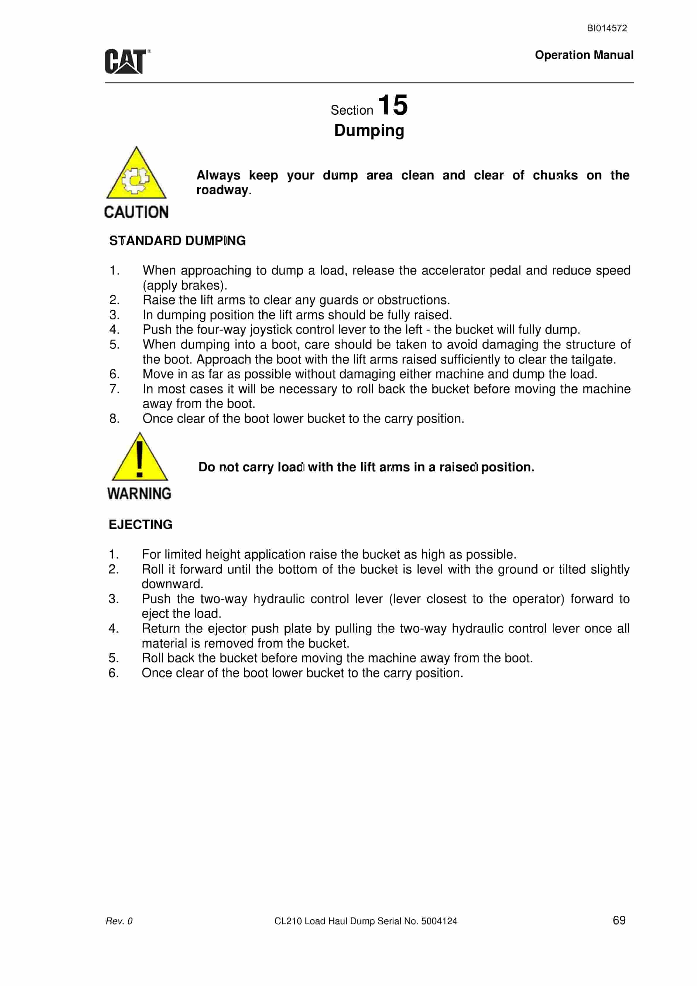 Caterpillar CL210 Load Haul Dump Operation Manual BI014572 3 Caterpillar CL210 Load Haul Dump Operation Manual BI014572 - Image 3