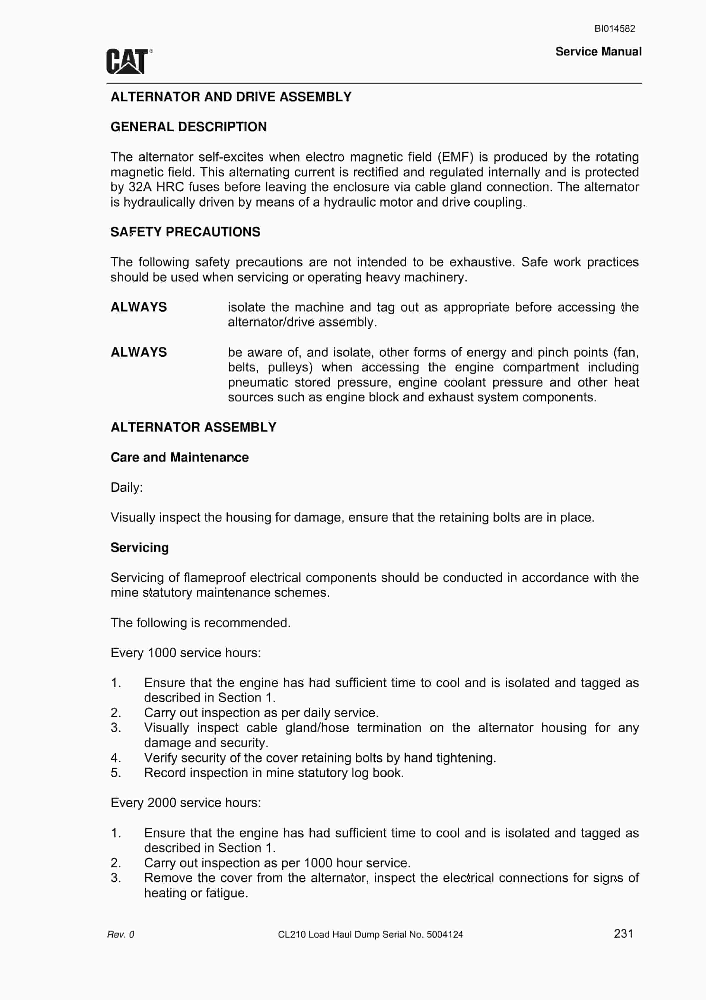 Caterpillar CL210 Load Haul Dump Service Manual BI014582 4 Caterpillar CL210 Load Haul Dump Service Manual BI014582 - Image 4