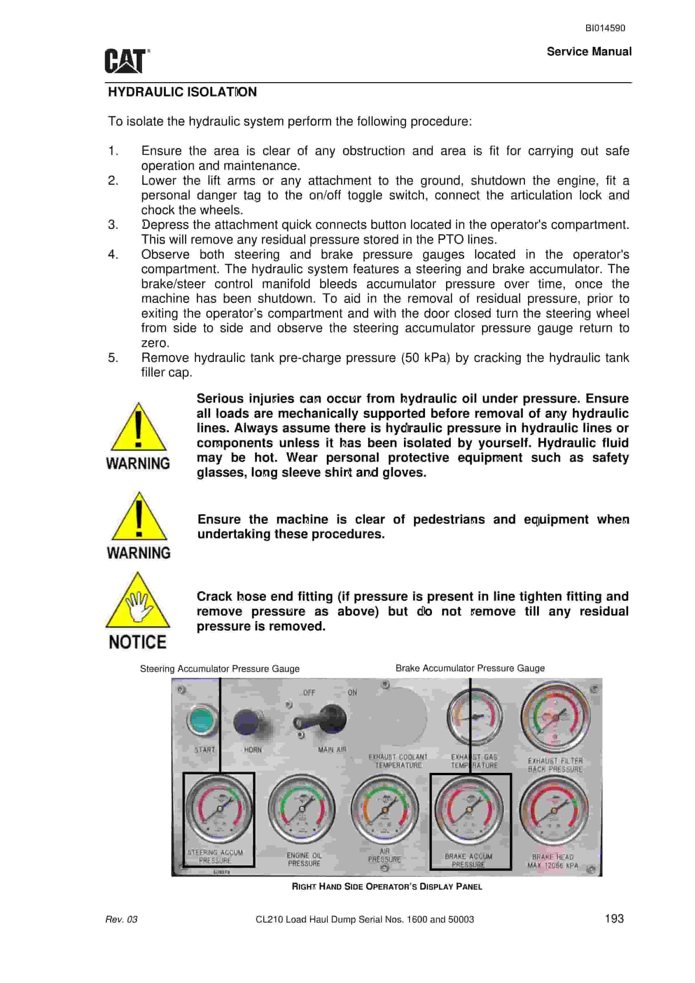 Caterpillar CL210 Load Haul Dump Service Manual BI014590 3 Caterpillar CL210 Load Haul Dump Service Manual BI014590 - Image 3