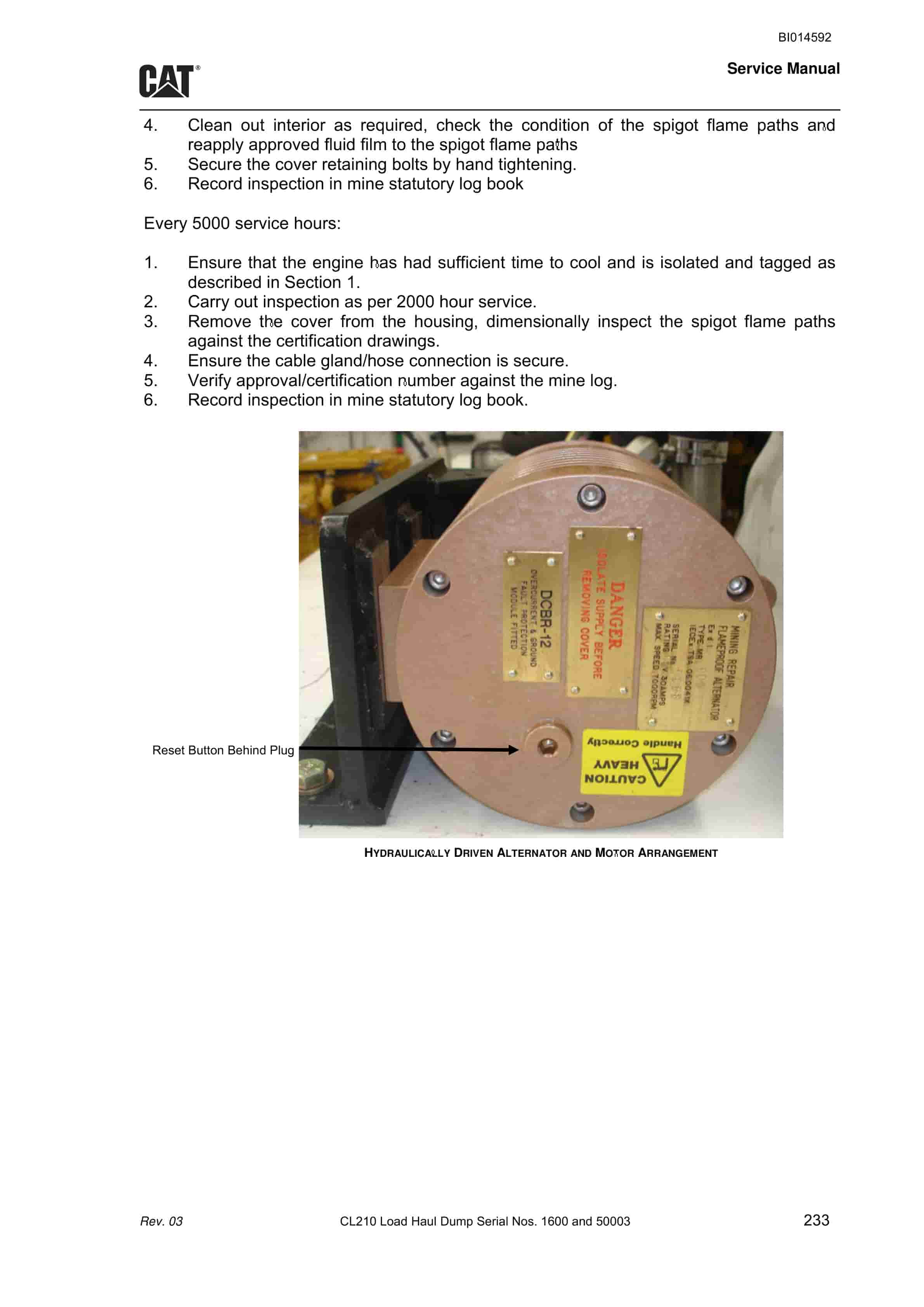 Caterpillar CL210 Load Haul Dump Service Manual BI014592 5 Caterpillar CL210 Load Haul Dump Service Manual BI014592 - Image 5
