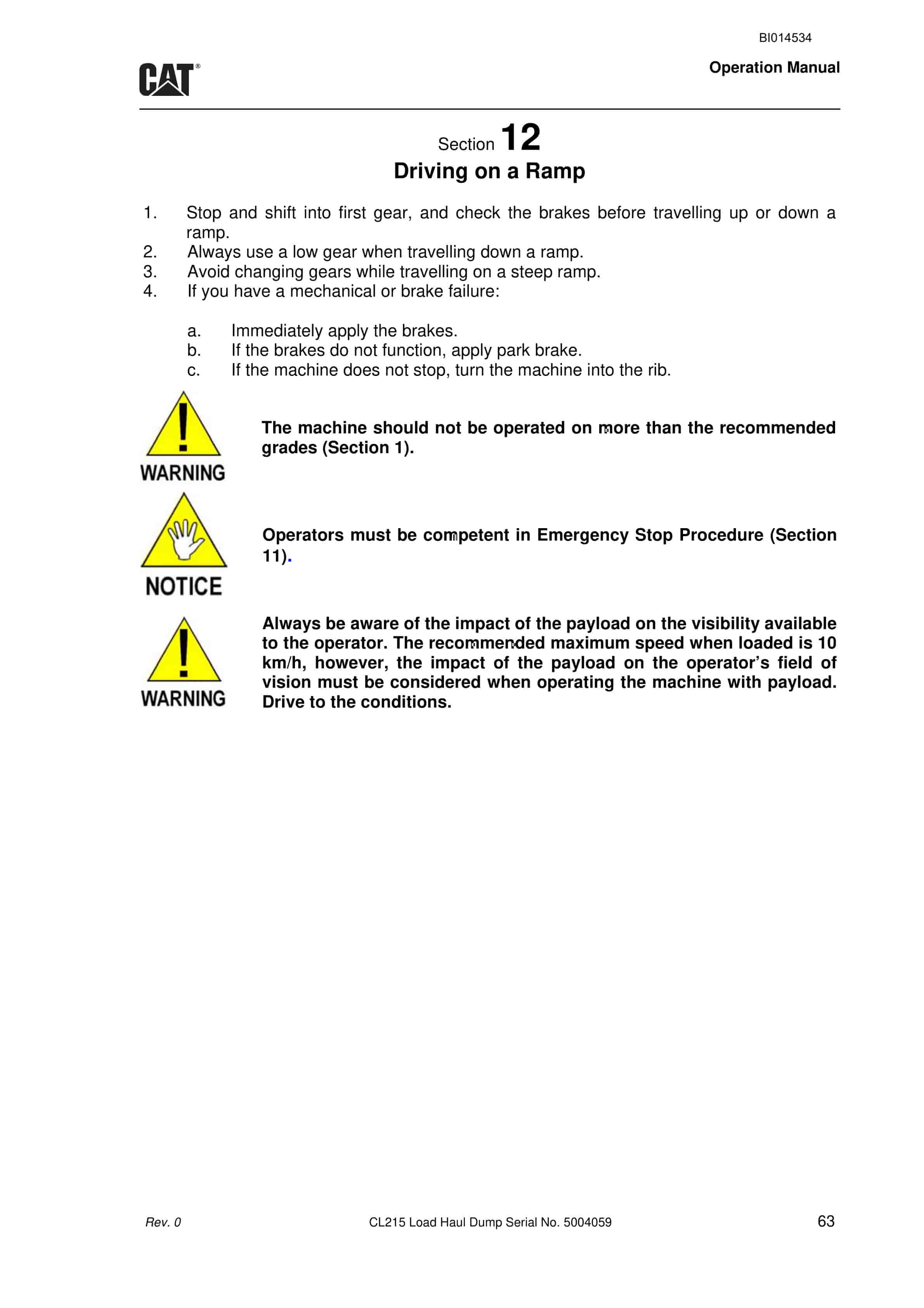 Caterpillar CL215 Load Haul Dump Operation Manual BI014534 3 Caterpillar CL215 Load Haul Dump Operation Manual BI014534 - Image 3
