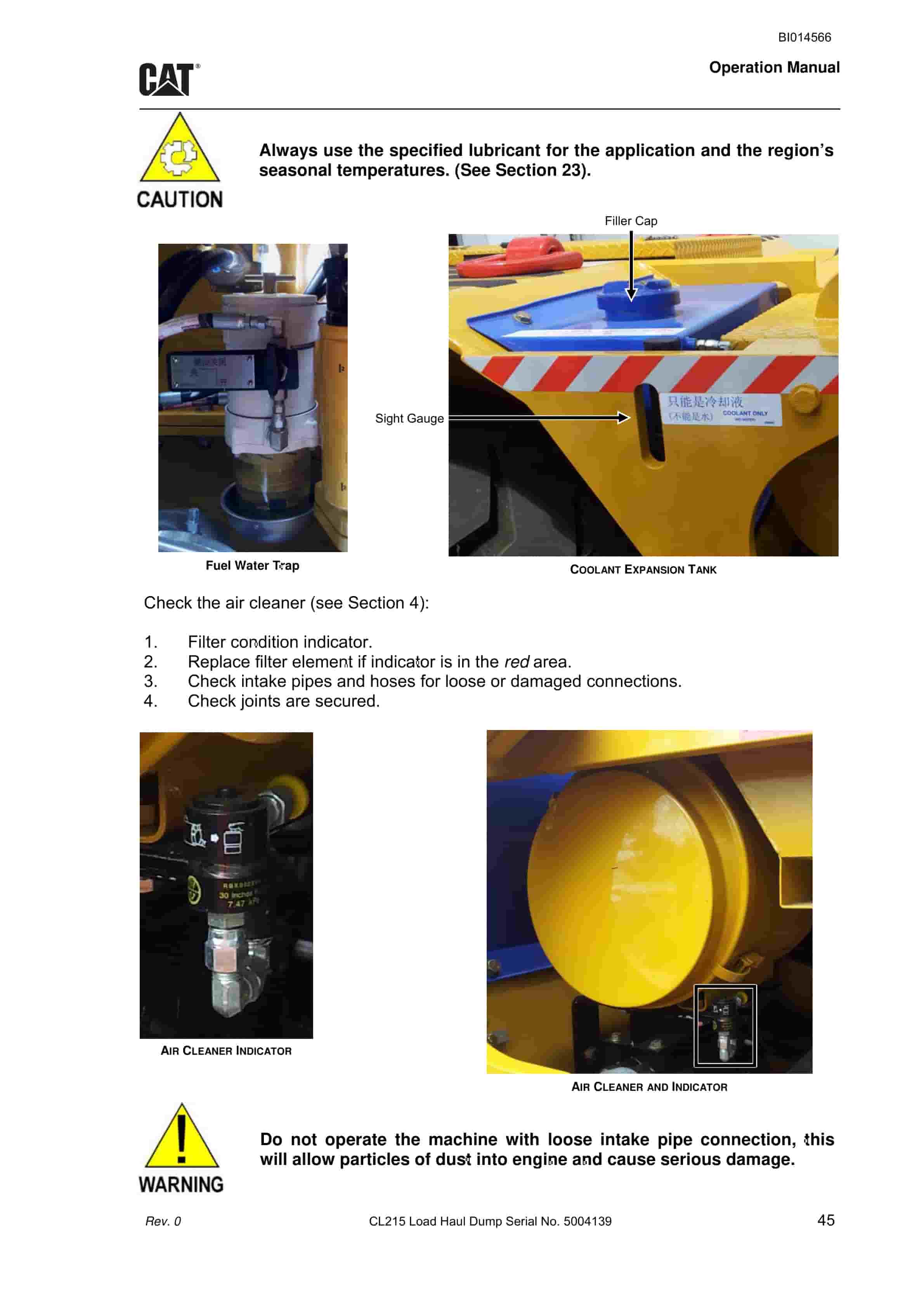 Caterpillar CL215 Load Haul Dump Operation Manual BI014566 2 Caterpillar CL215 Load Haul Dump Operation Manual BI014566 - Image 2