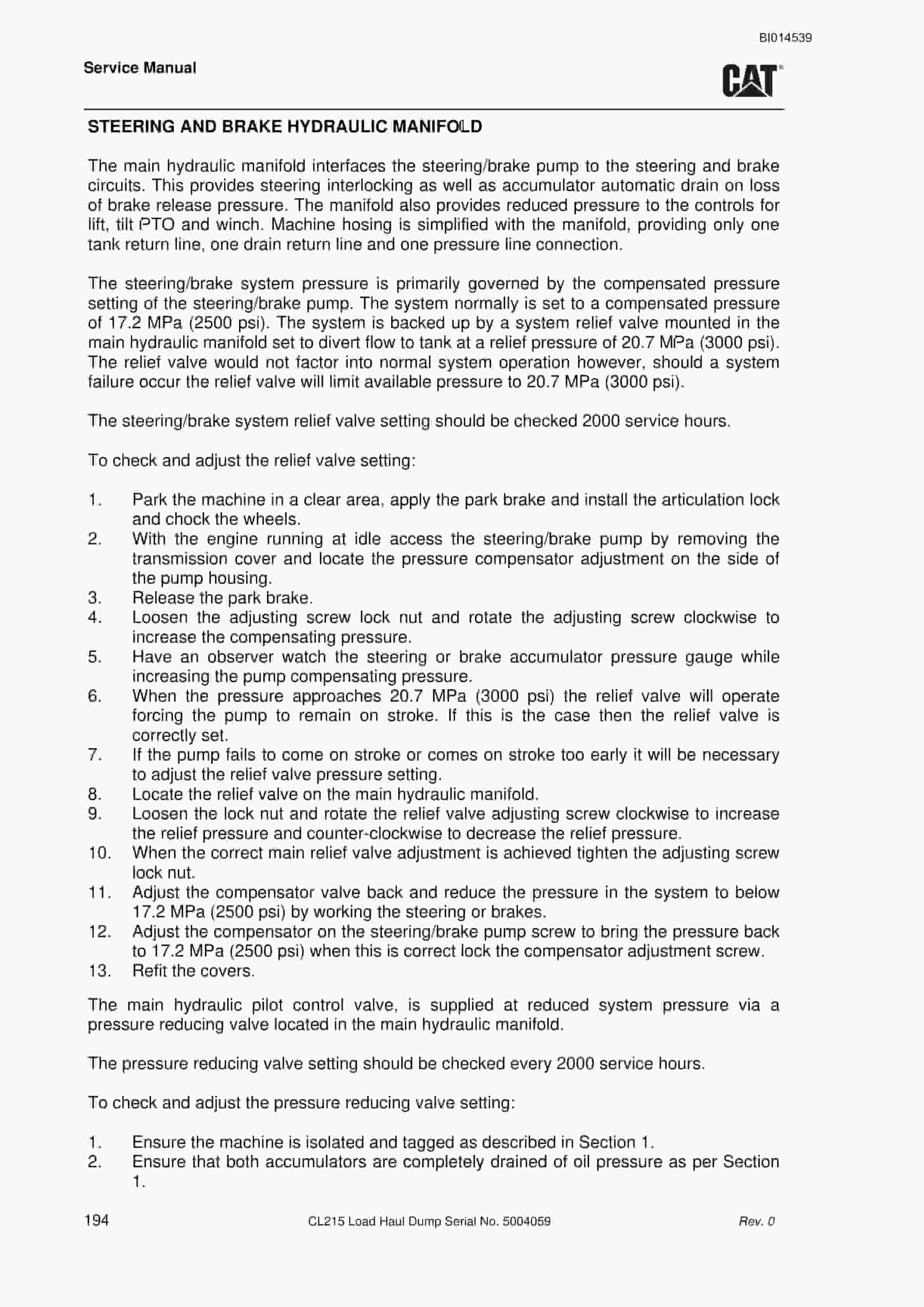 Caterpillar CL215 Load Haul Dump Service Manual BI014539 3 Caterpillar CL215 Load Haul Dump Service Manual BI014539 - Image 3