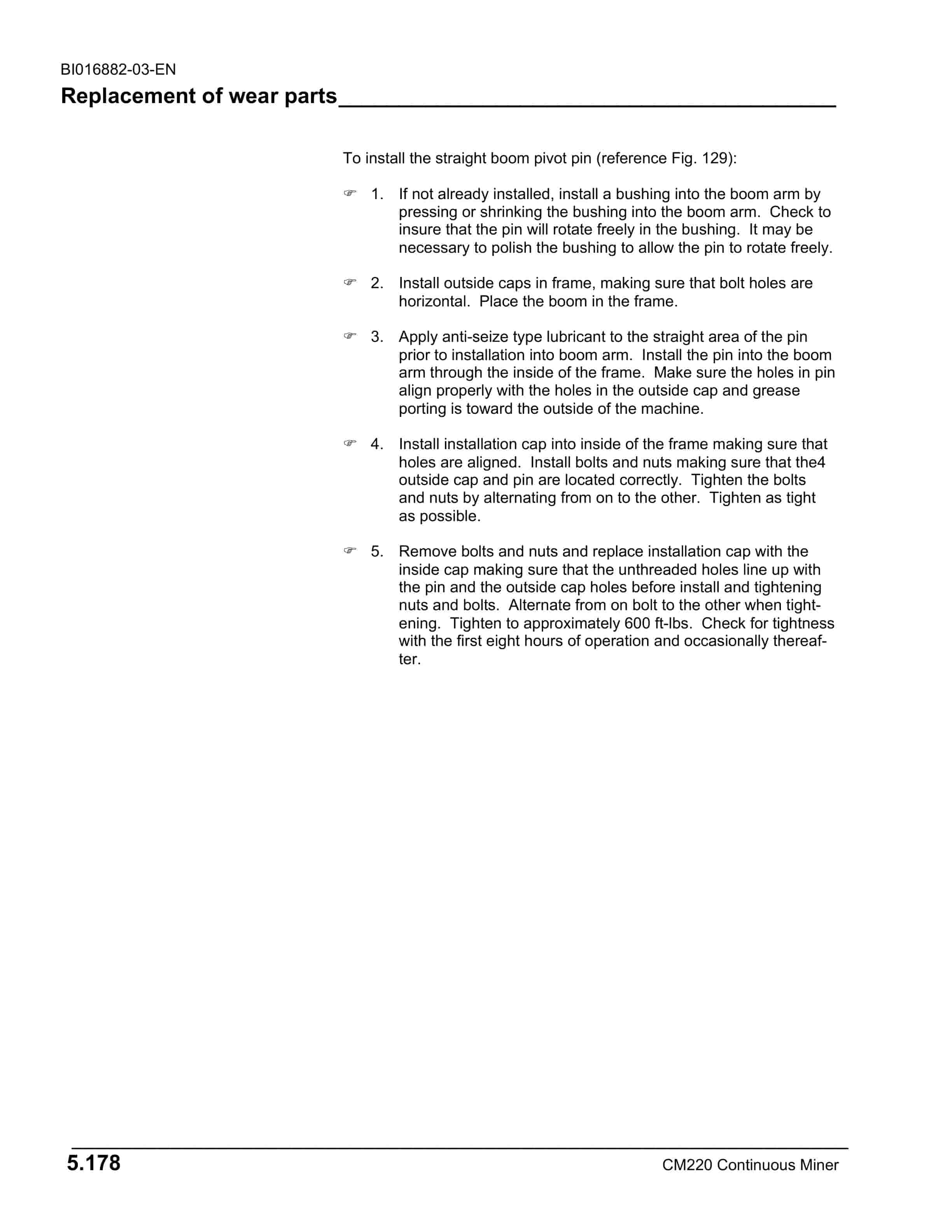 Caterpillar CM220 AC Continuous Miner Operation And Maintenance Manual BI016882-03-EN-3