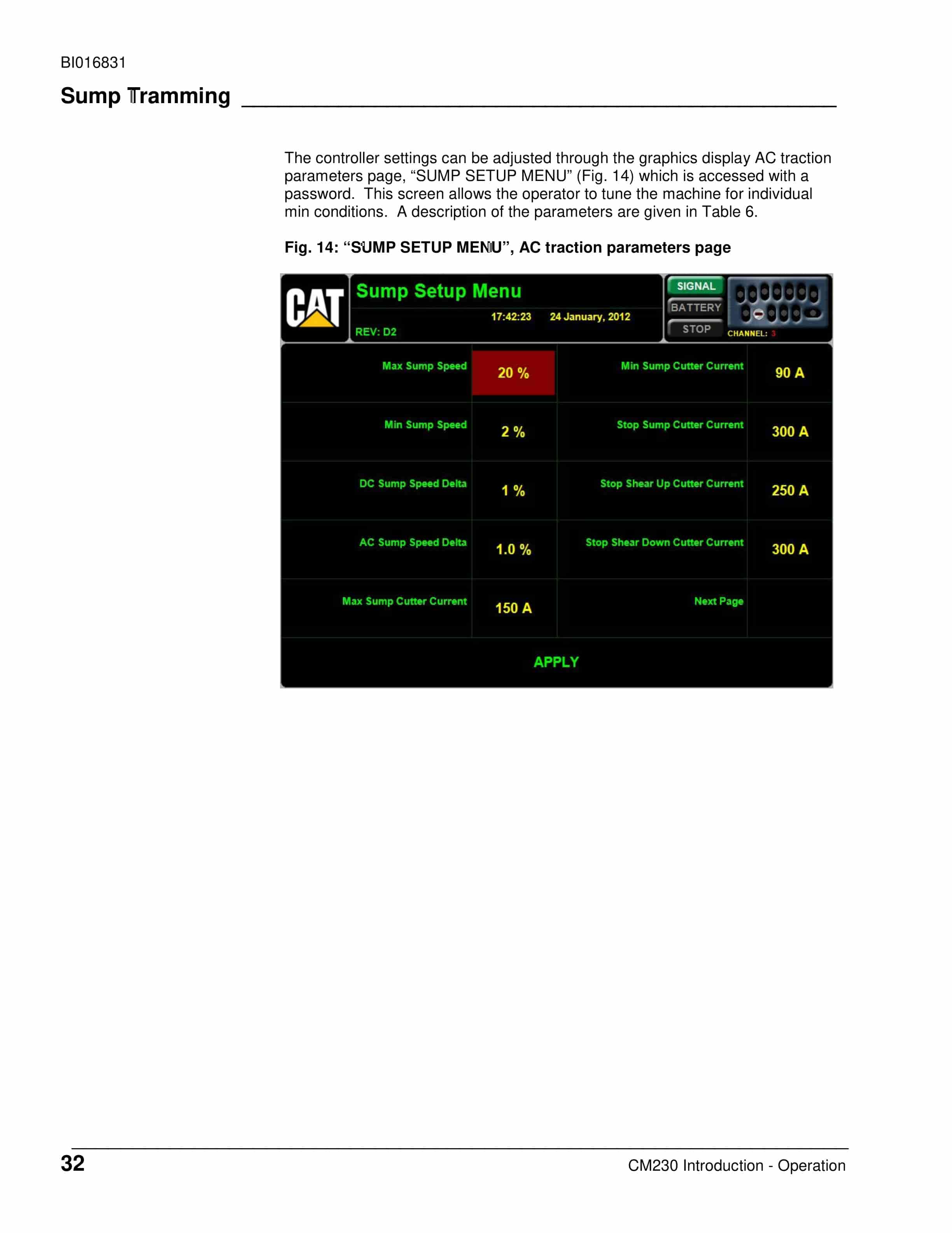 Caterpillar CM230 Continuous Miner Operation And Maintenance Manual BI016831-4