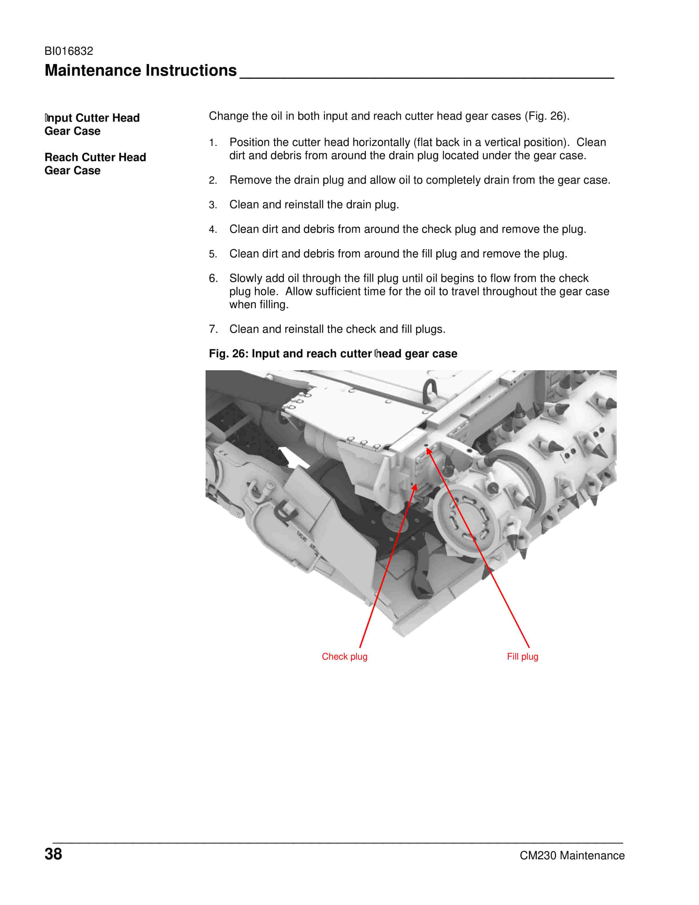 Caterpillar CM230 Continuous Miner Operation And Maintenance Manual BI016832-3