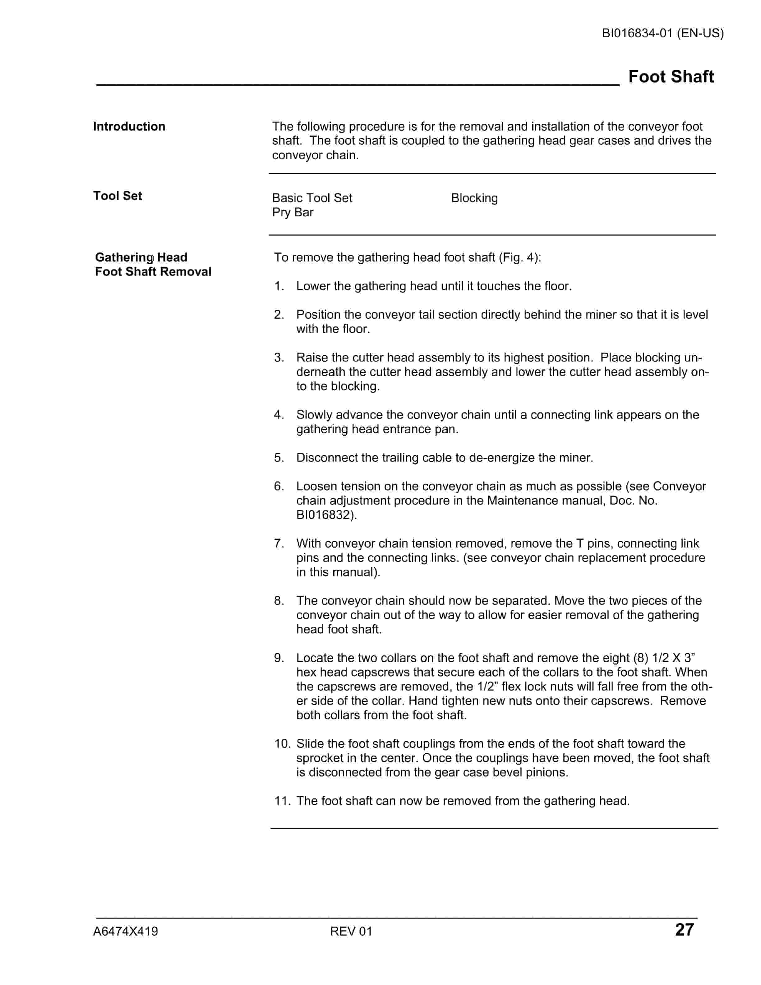 Caterpillar CM230 Continuous Miner Operation And Maintenance Manual BI016834-01-3