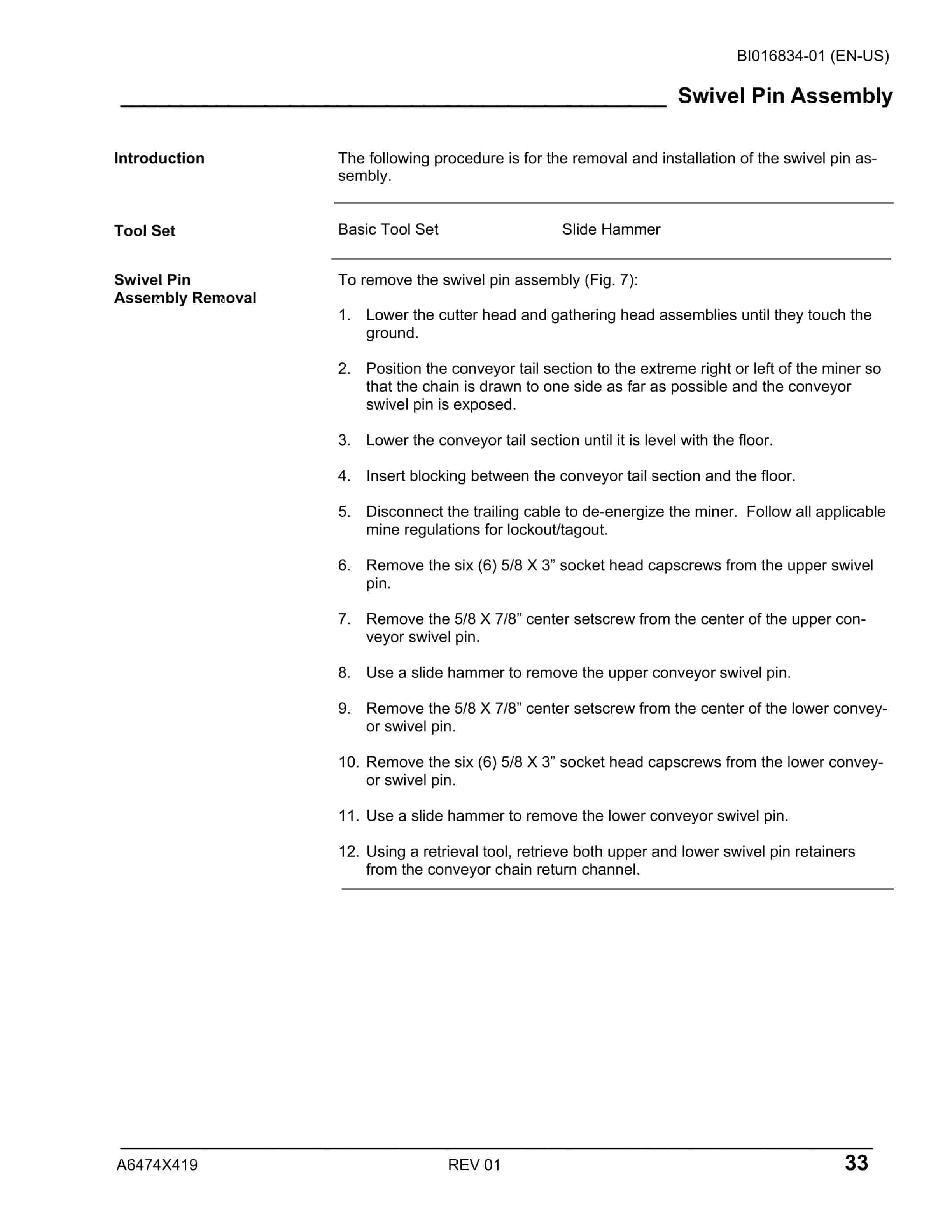 Caterpillar CM230 Continuous Miner Operation And Maintenance Manual BI016834-01-5