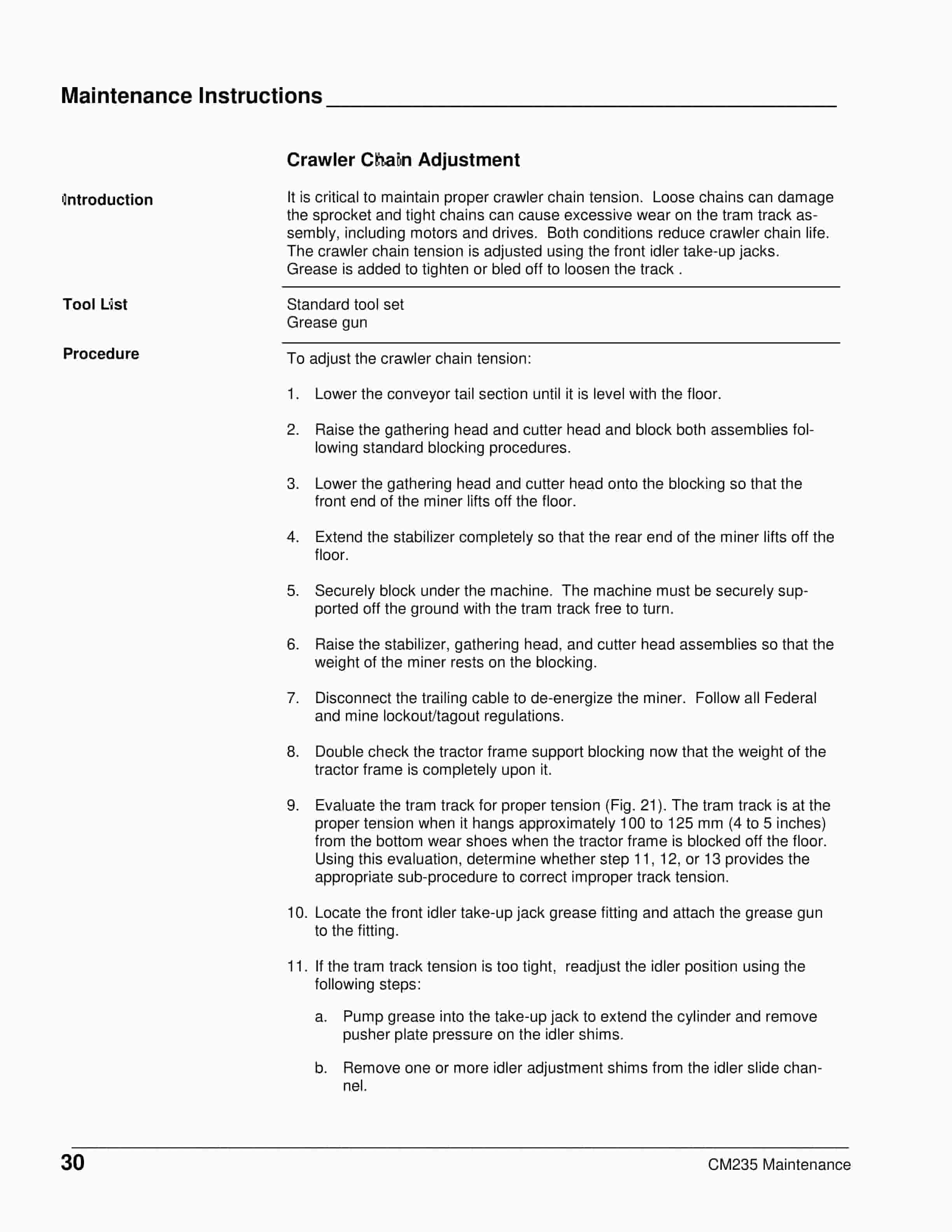 Caterpillar CM235 Continuous Miner Operation And Maintenance Manual BI016848-2