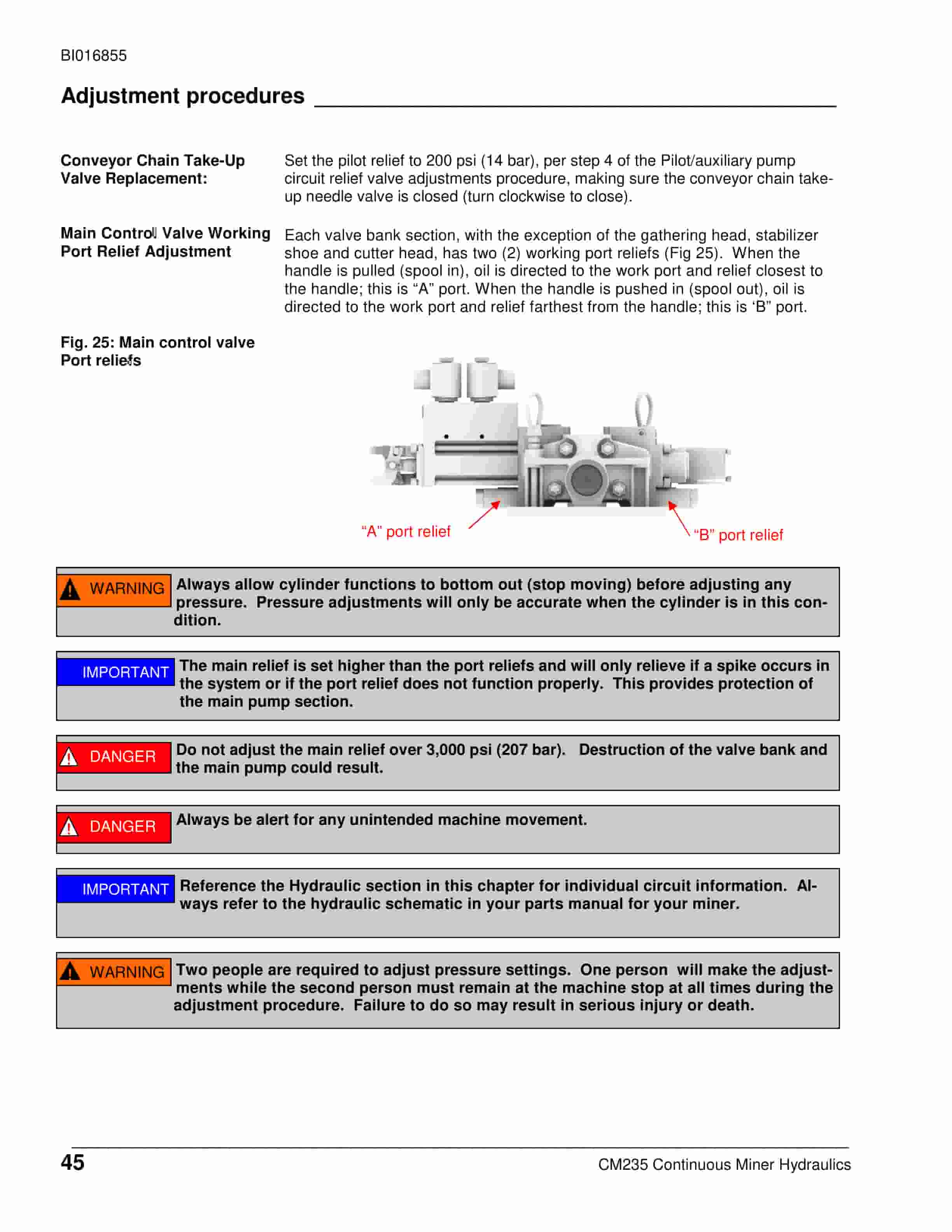 Caterpillar CM235 Continuous Miner Operation And Maintenance Manual BI016855-3
