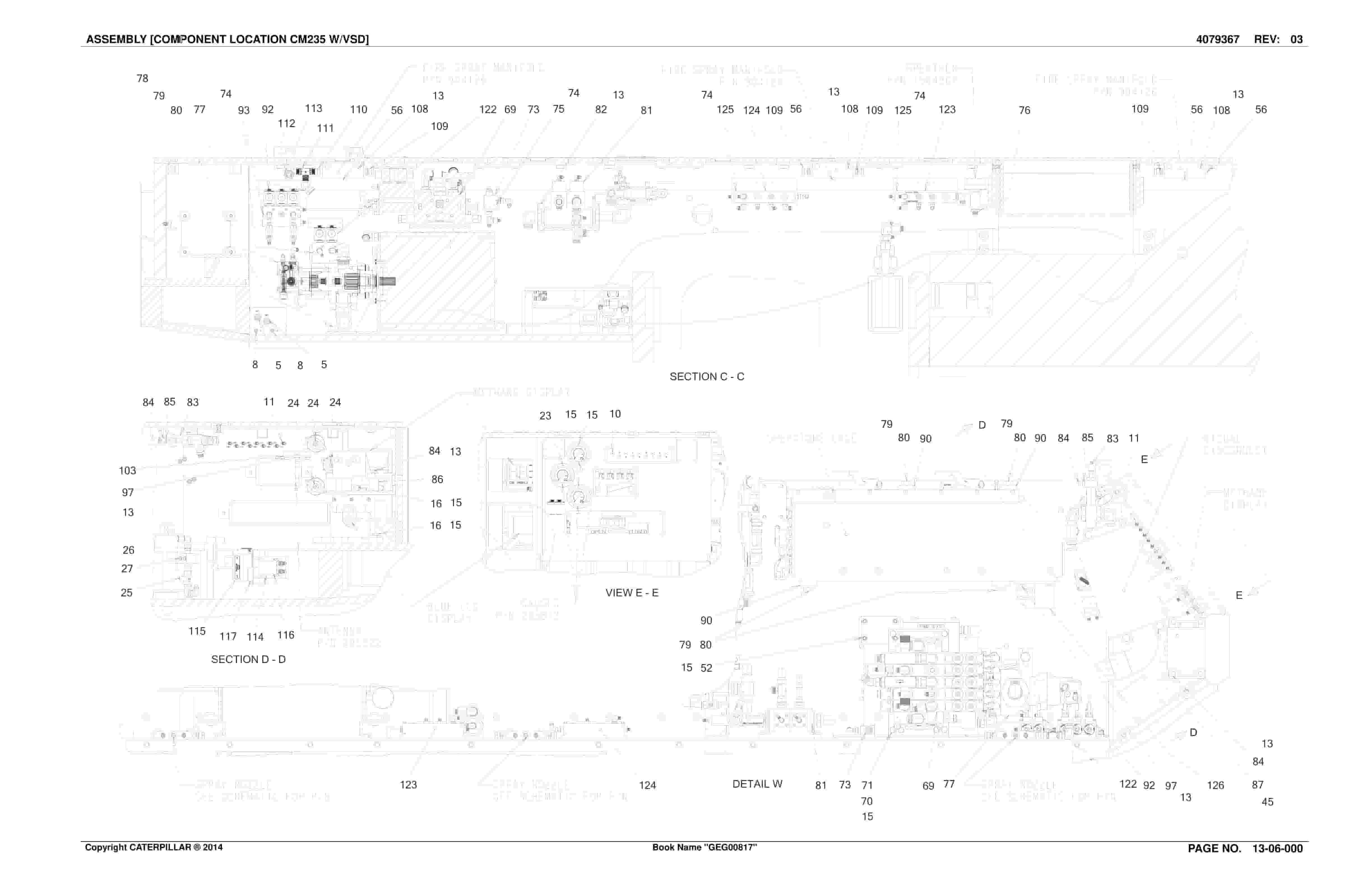 Caterpillar CM235 Continuous Miner Parts Manual BI016261-2
