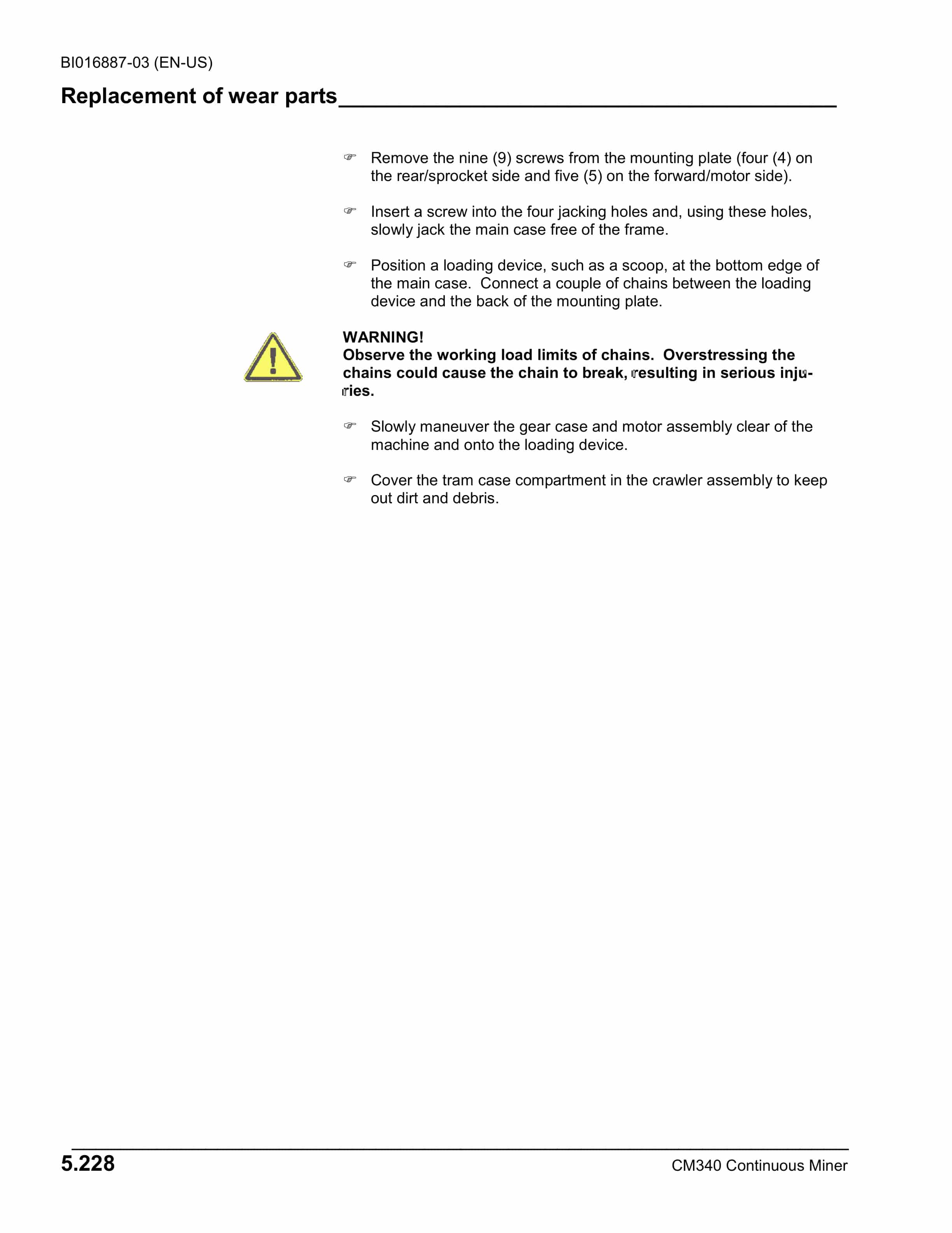 Caterpillar CM340 Continuous Miner Operation And Maintenance Manual BI016887-03-5