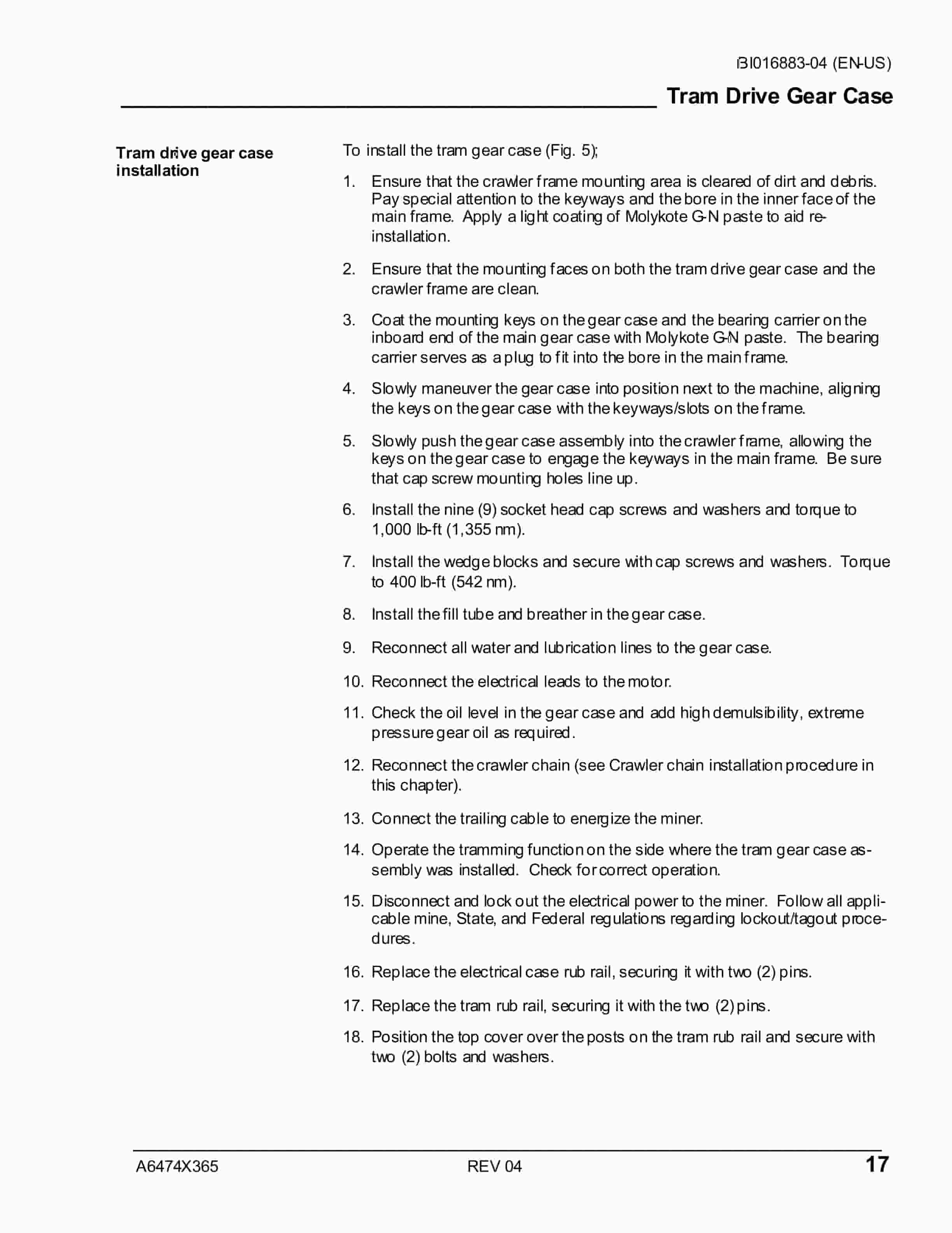 Caterpillar CM445 Continuous Miner Operation And Maintenance Manual BI016883-04-3