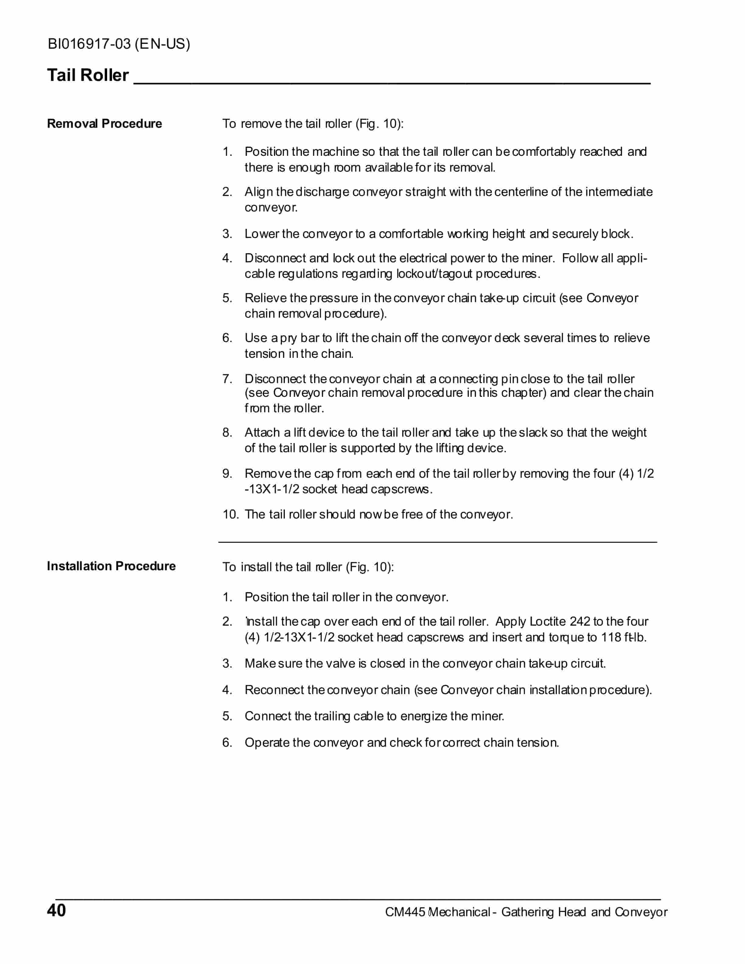 Caterpillar CM445 Continuous Miner Operation And Maintenance Manual BI016917-03-4