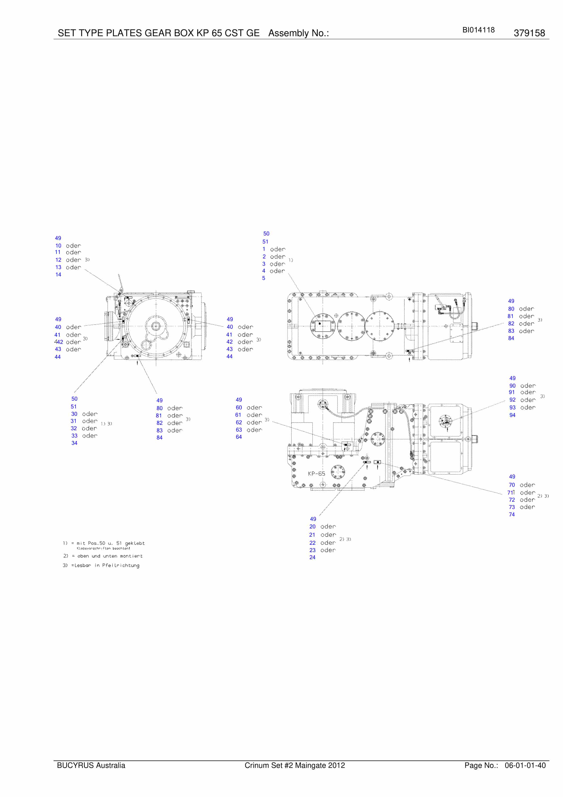 Caterpillar Crinum Set 2 Maingate 2012 Parts Manual BI014118-2