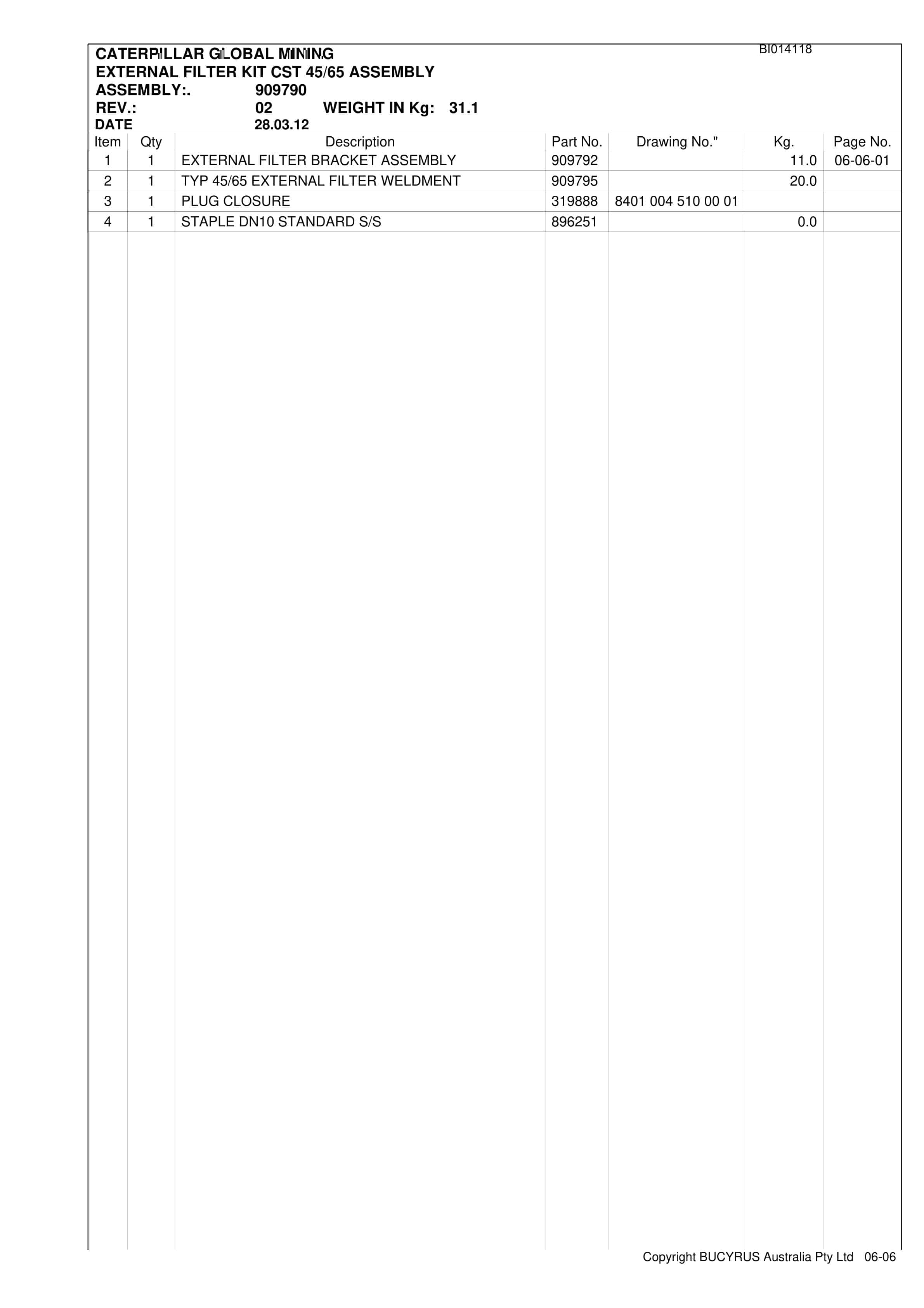 Caterpillar Crinum Set 2 Maingate 2012 Parts Manual BI014118-3