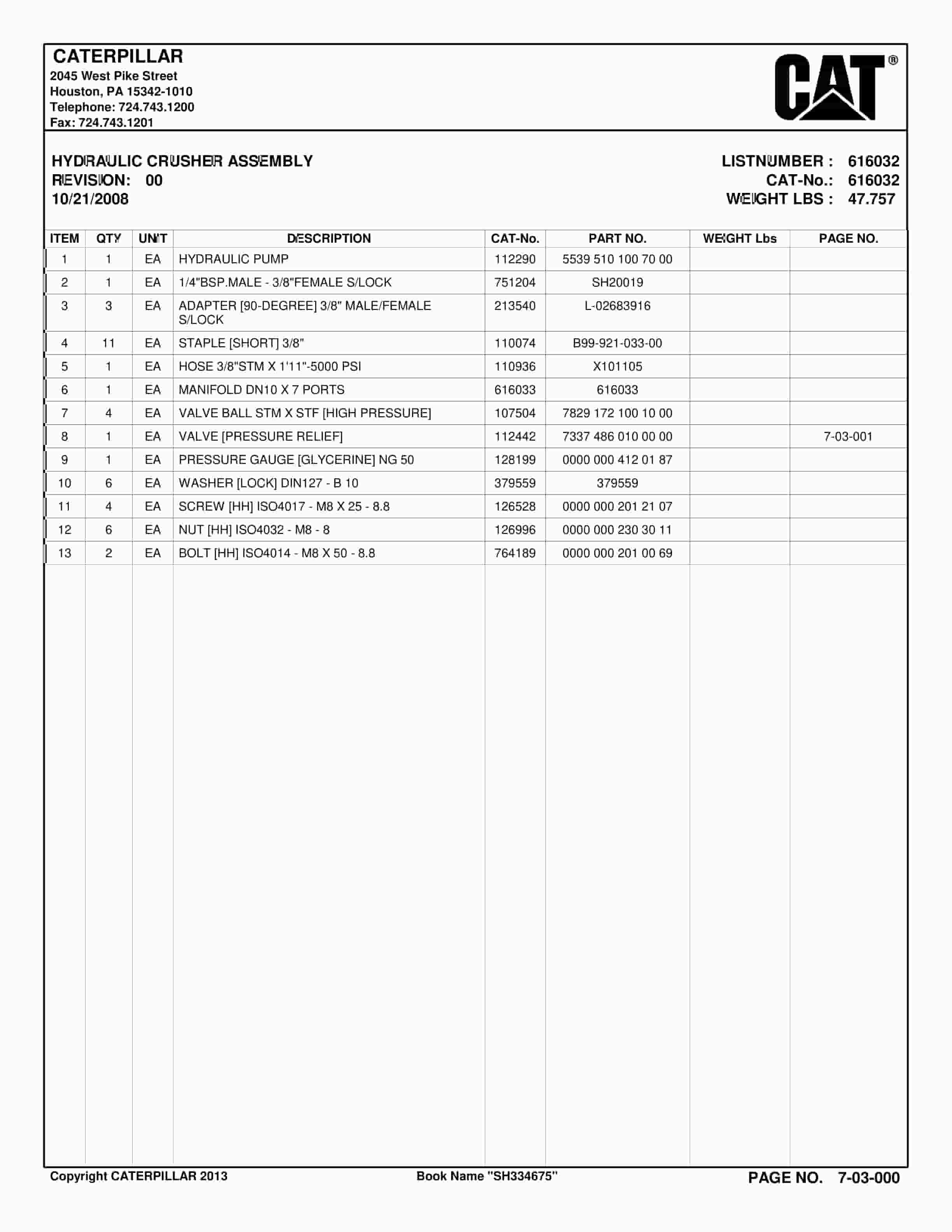 Caterpillar Crusher Longwall System Parts Catalog BI016615-3
