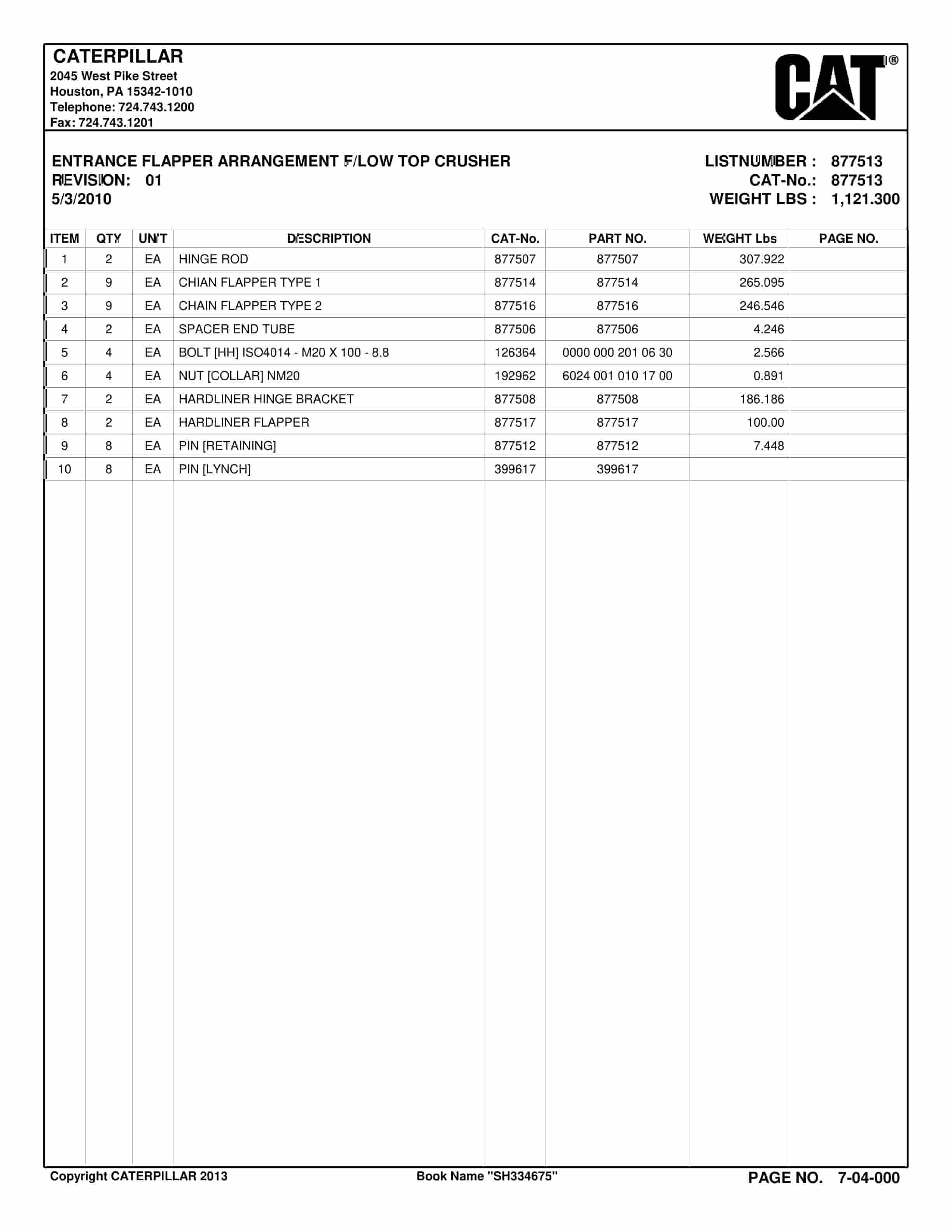 Caterpillar Crusher Longwall System Parts Catalog BI016615-5